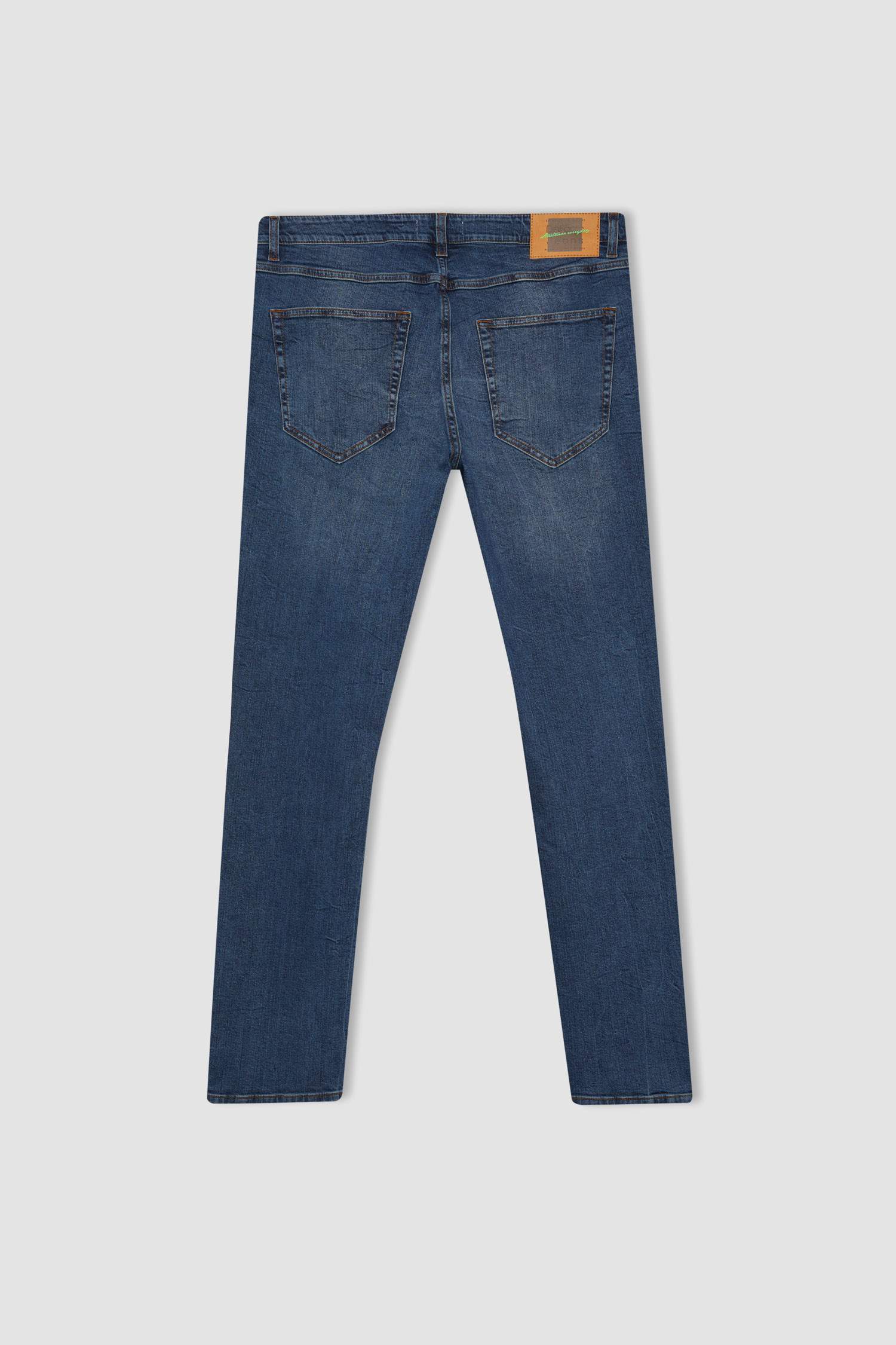 بنطلون جينز بيدرو سليم فيت بخصر عادي أزرق غامق