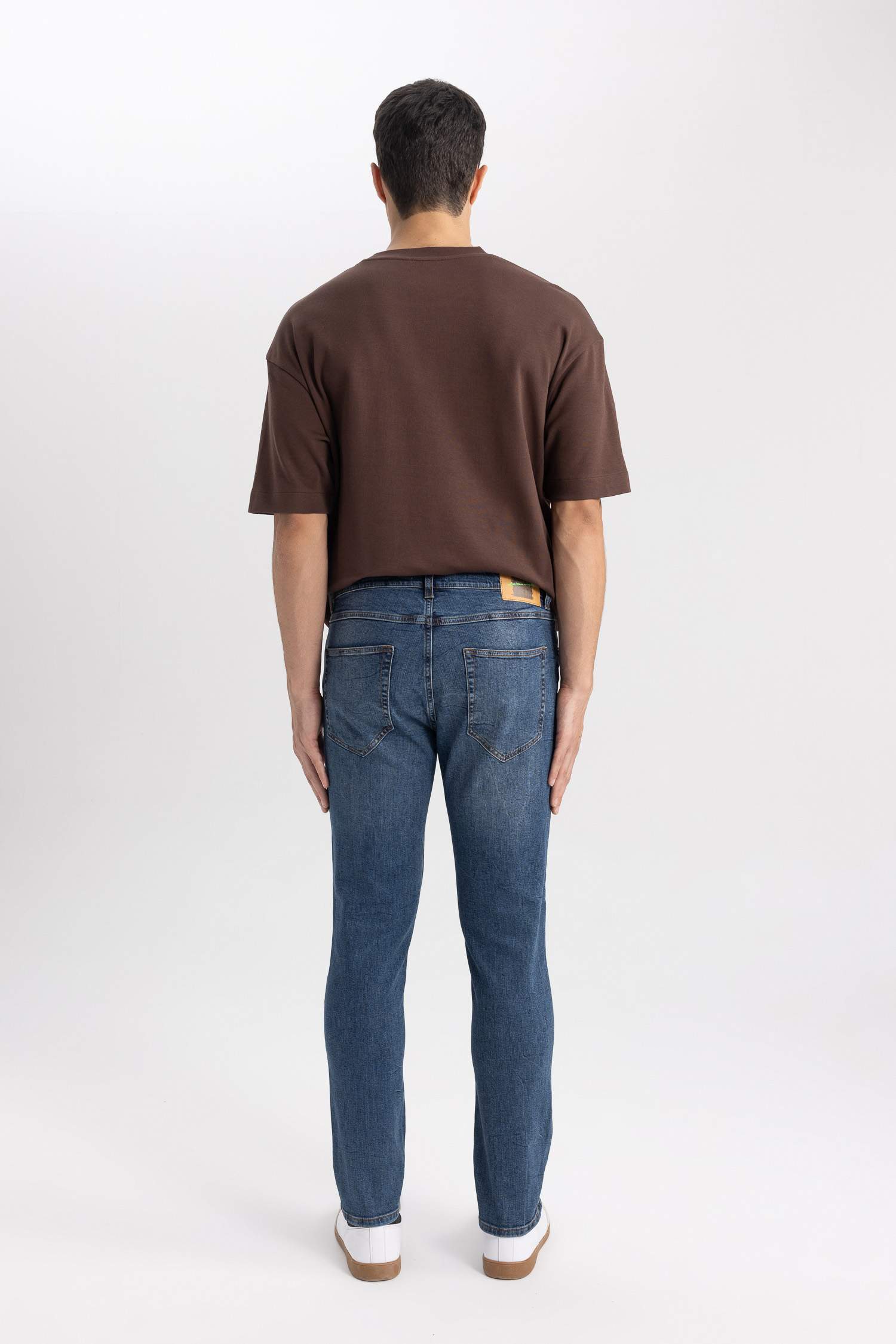 بنطلون جينز بيدرو سليم فيت بخصر عادي أزرق غامق