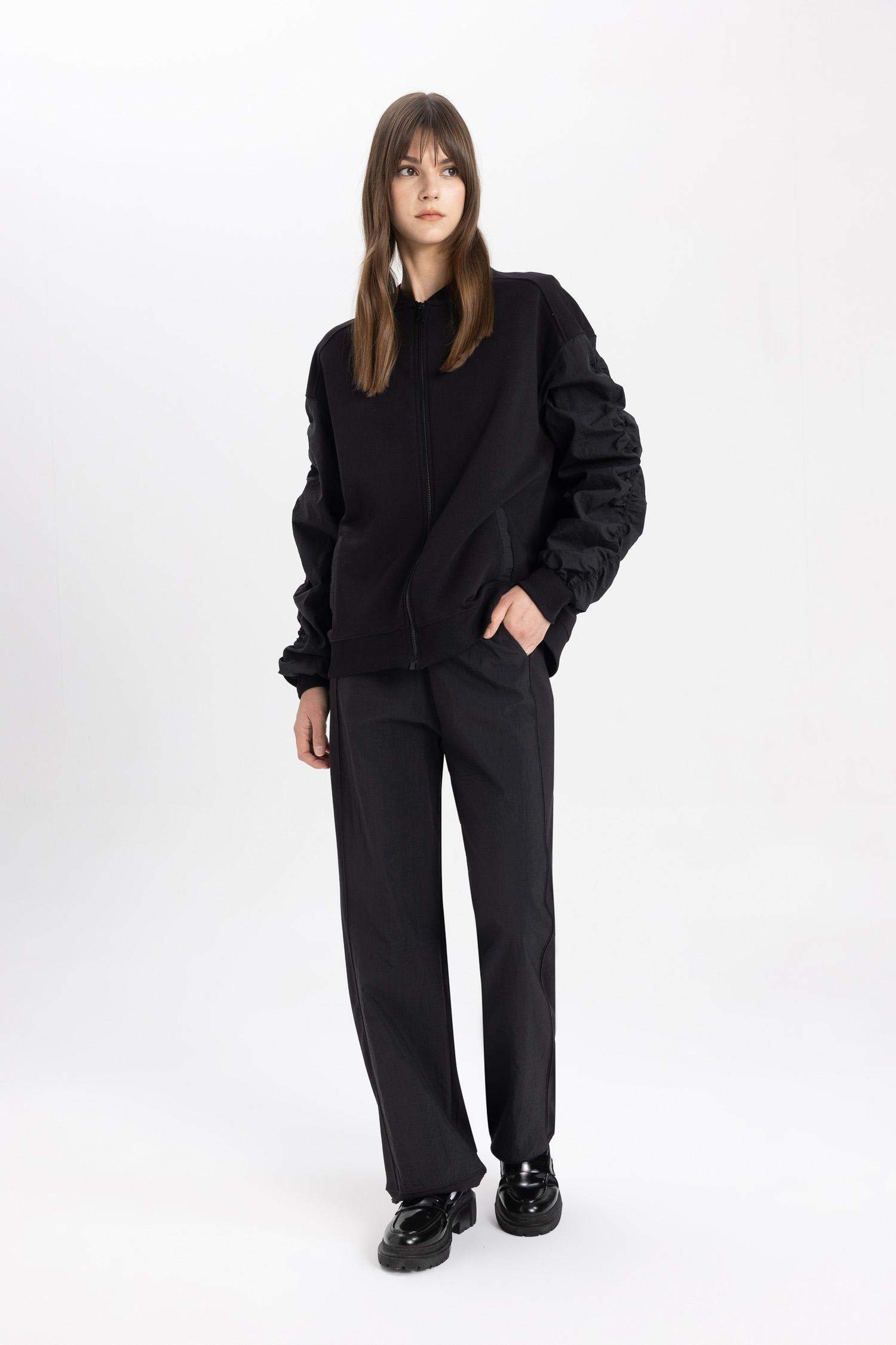 Oversize Fit College Collar Basic Bomber Jacket