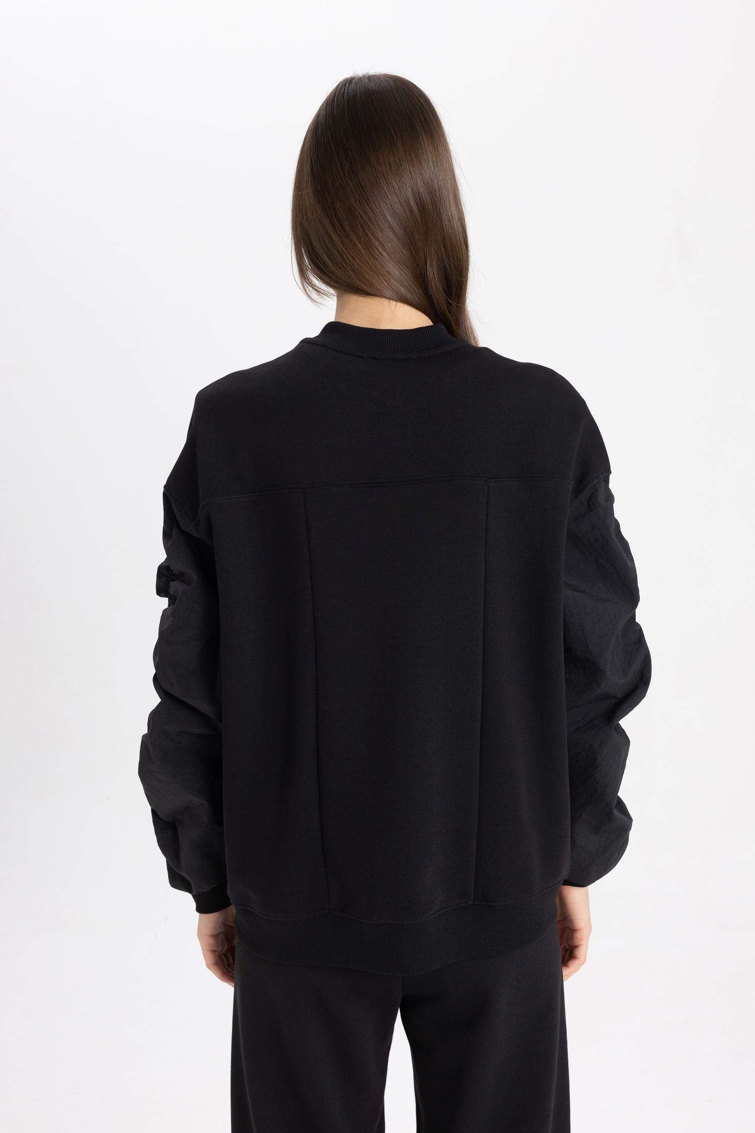 Oversize Fit College Collar Basic Bomber Jacket