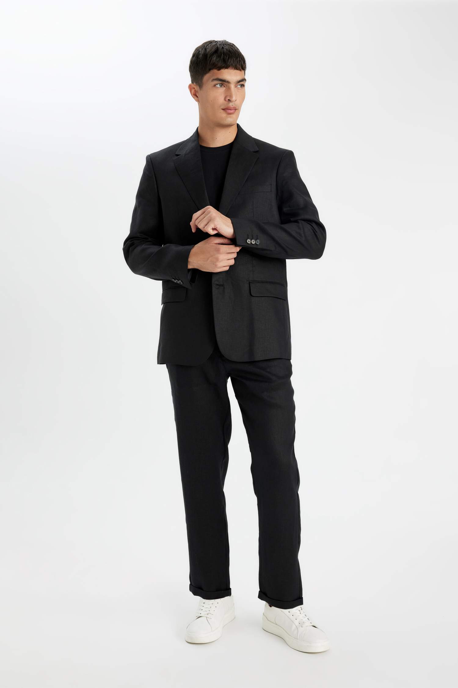 %100 Keten Normal Kesim Crop Duble Paça Yazlık Kumaş Pantolon