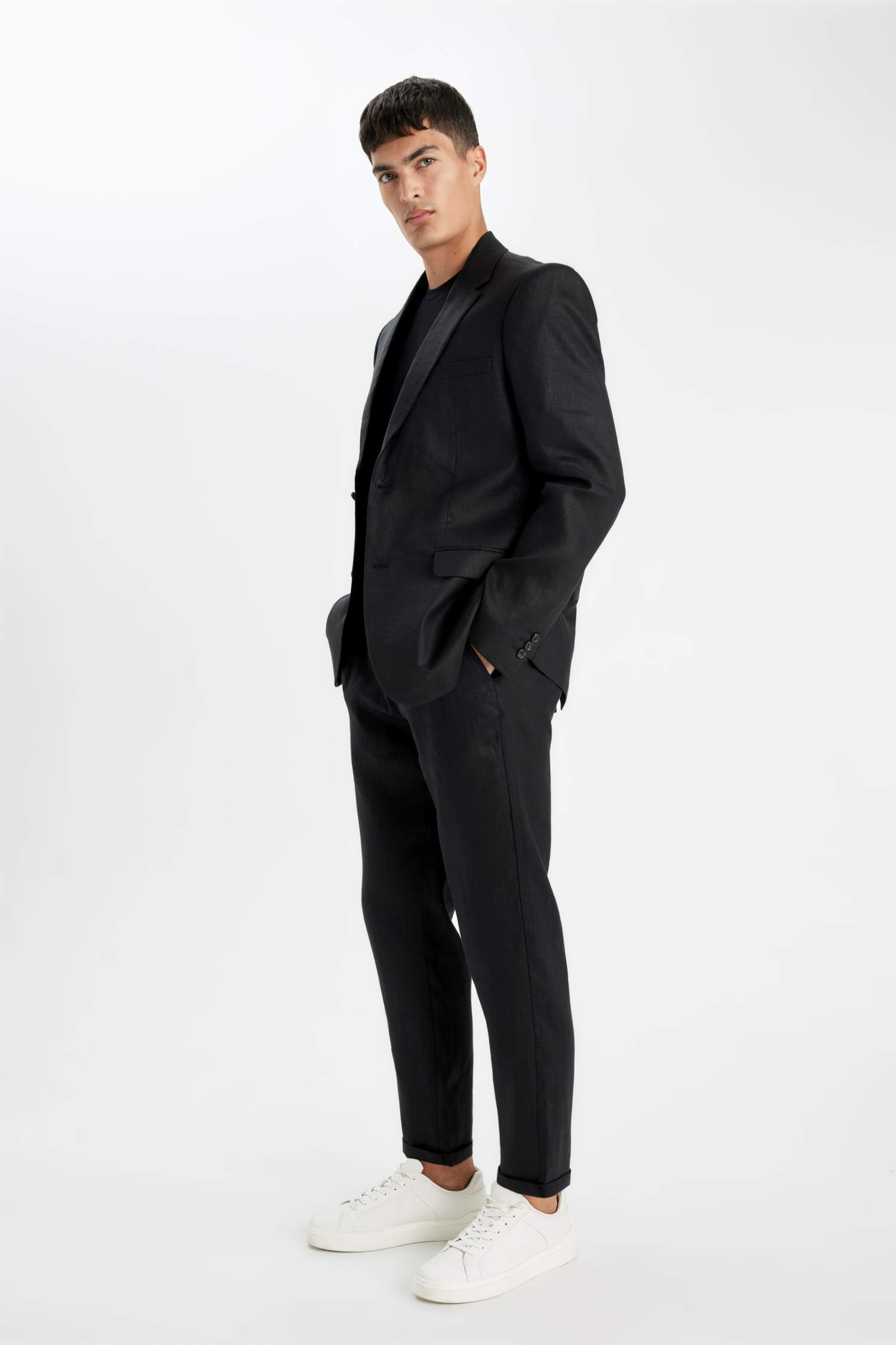 %100 Keten Normal Kesim Crop Duble Paça Yazlık Kumaş Pantolon