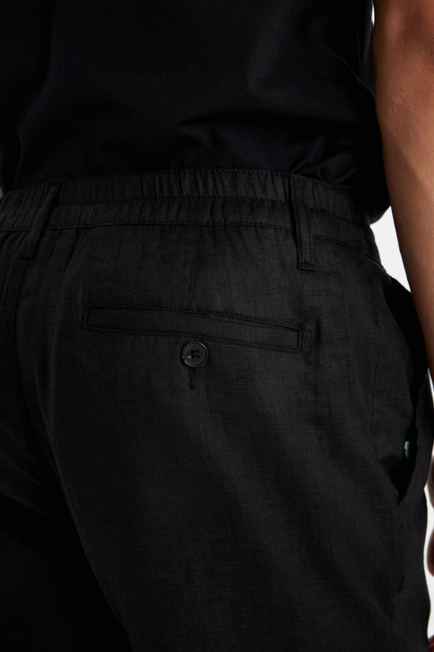 %100 Keten Normal Kesim Crop Duble Paça Yazlık Kumaş Pantolon