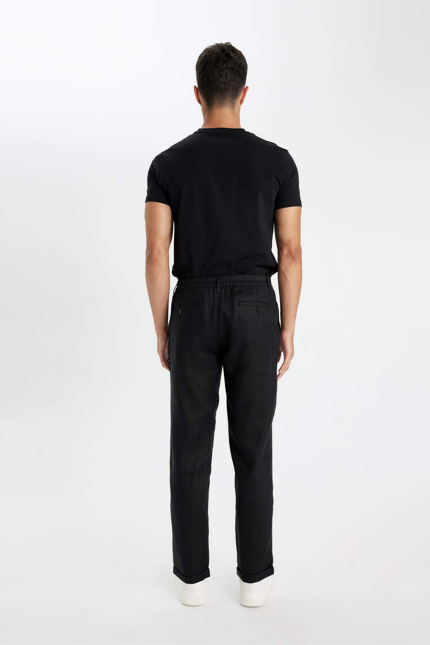 %100 Keten Normal Kesim Crop Duble Paça Yazlık Kumaş Pantolon