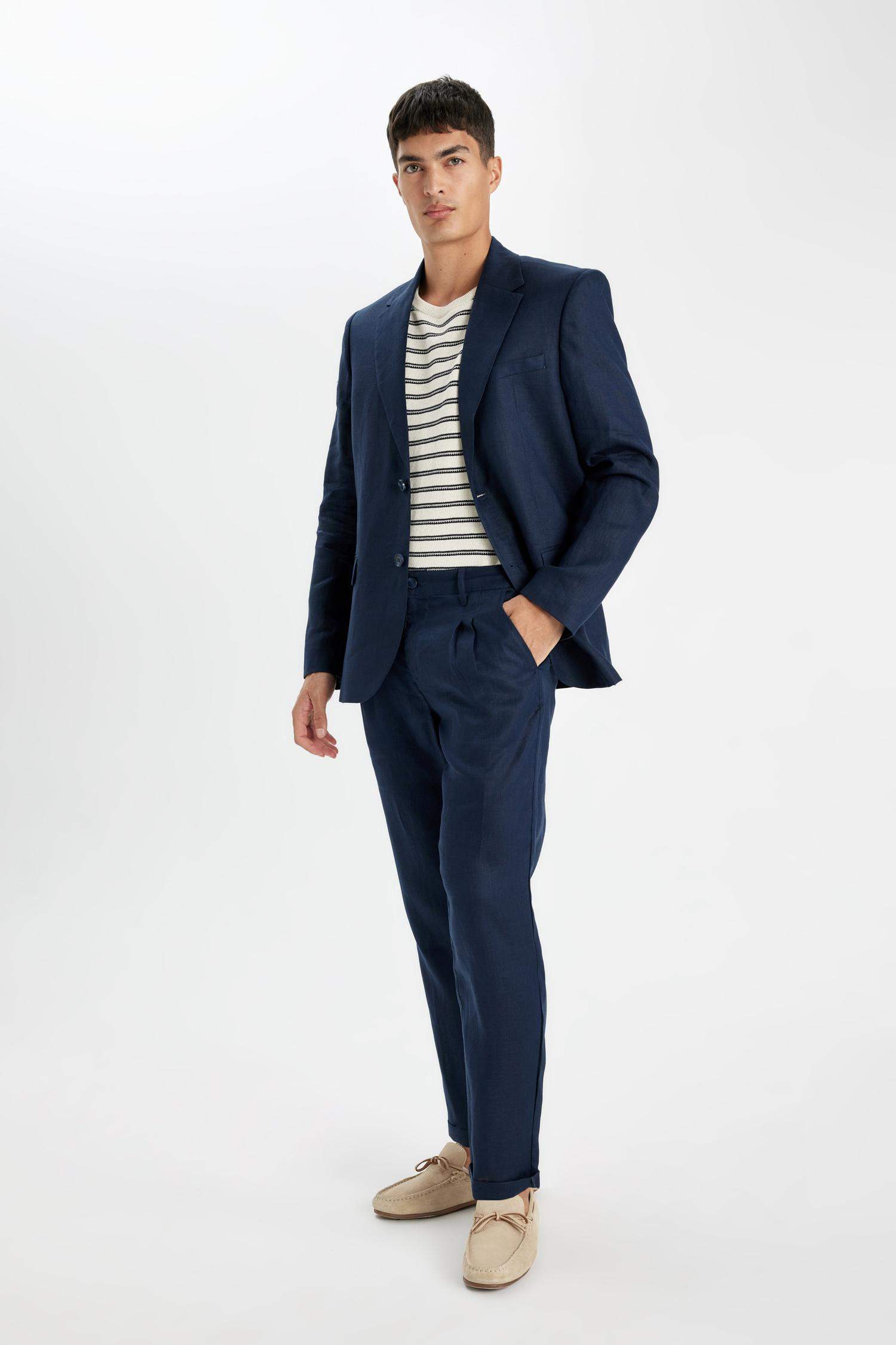 Double Leg Linen Crop Trousers