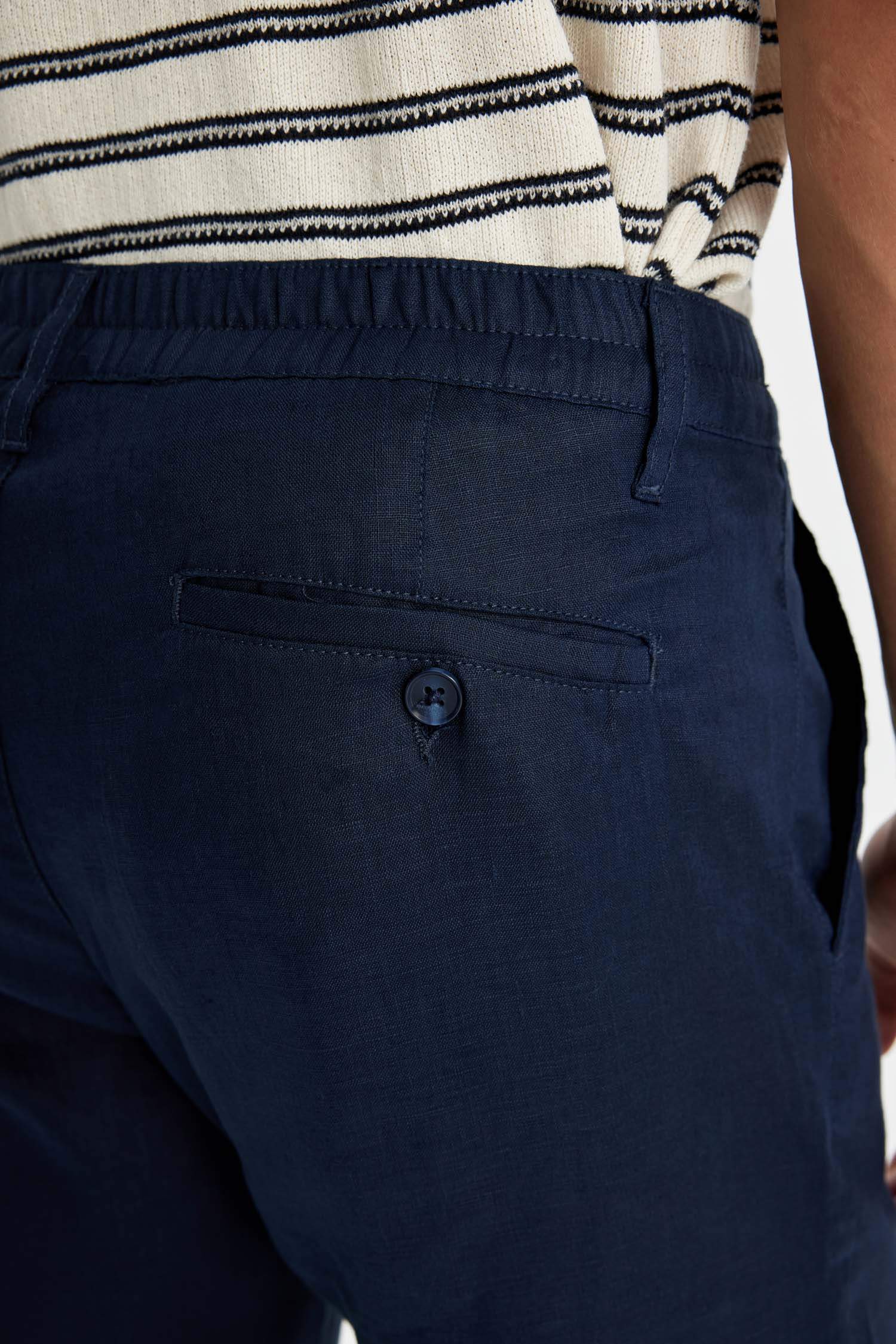 Double Leg Linen Crop Trousers