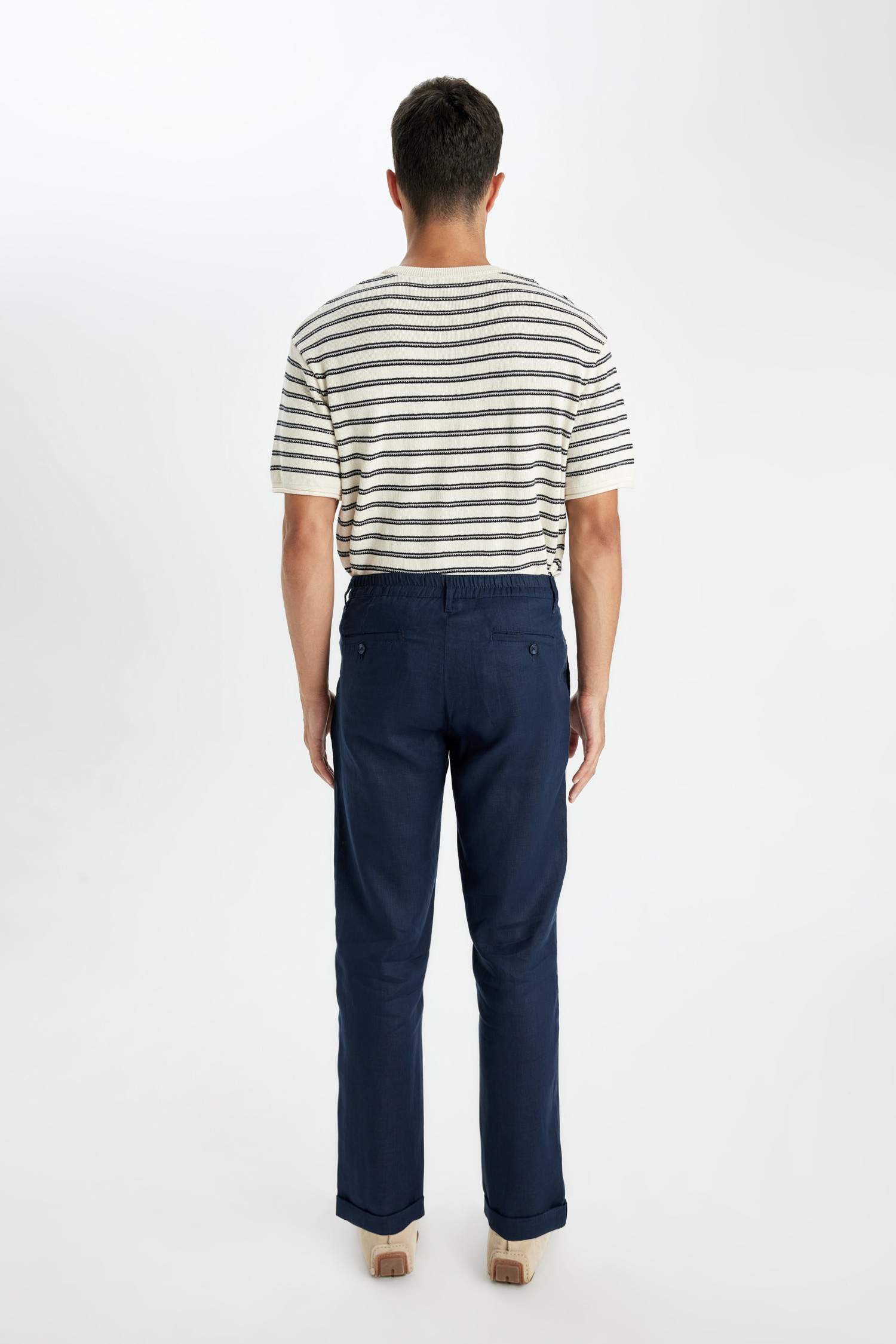 Double Leg Linen Crop Trousers