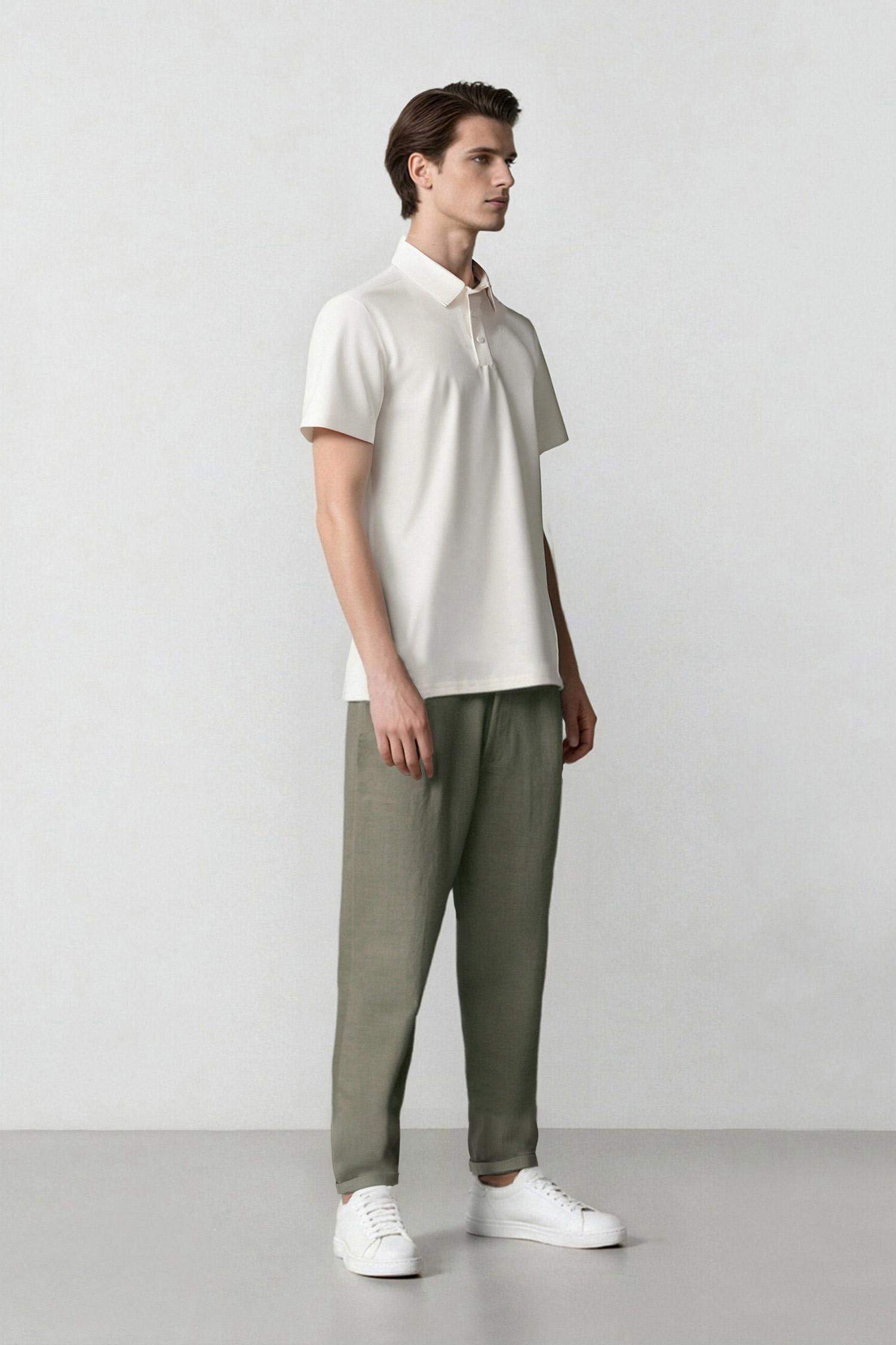 Linen Regular Fit Crop Double Leg Summer Fabric Trousers