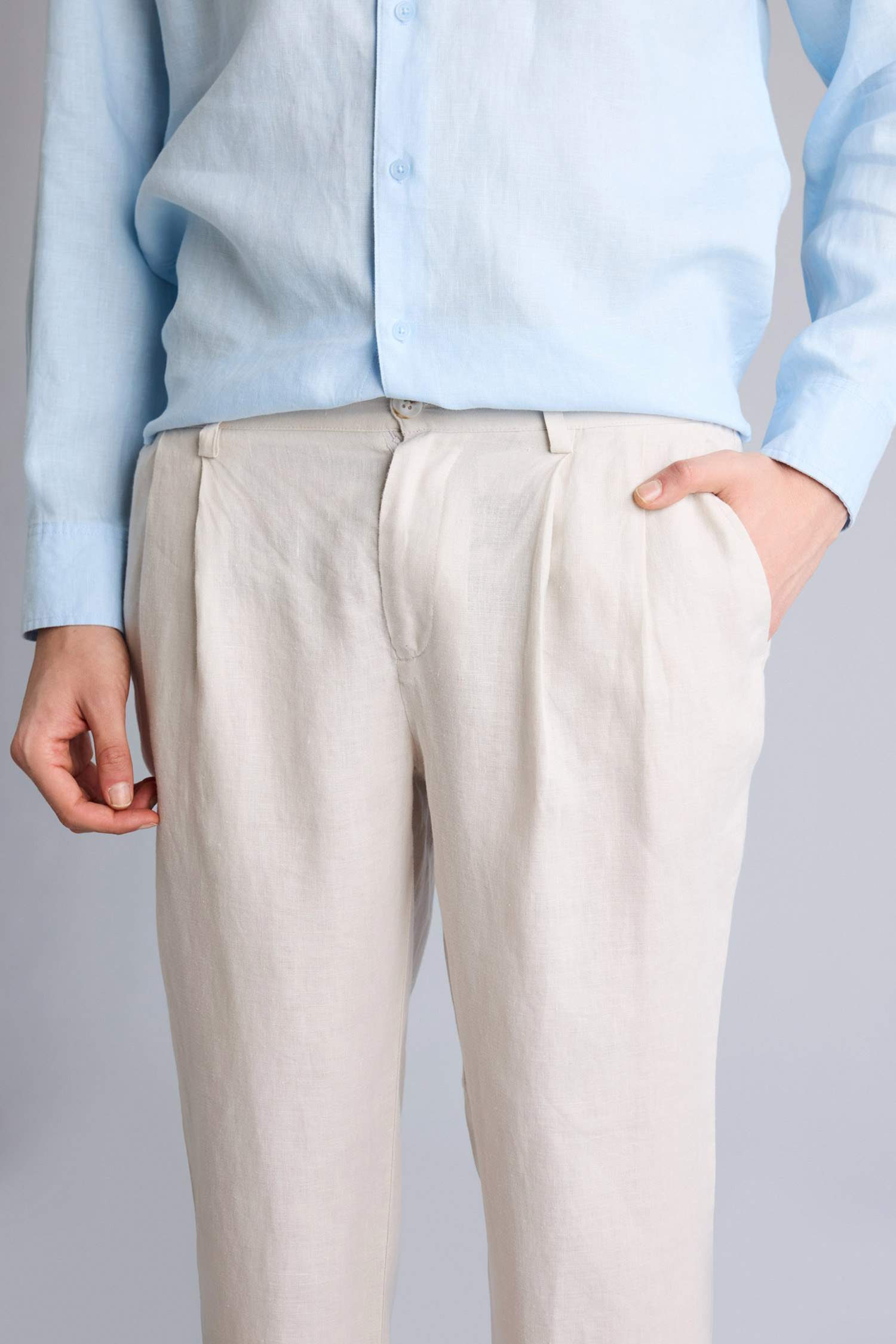 Pantalon 100% lin Coupe droite