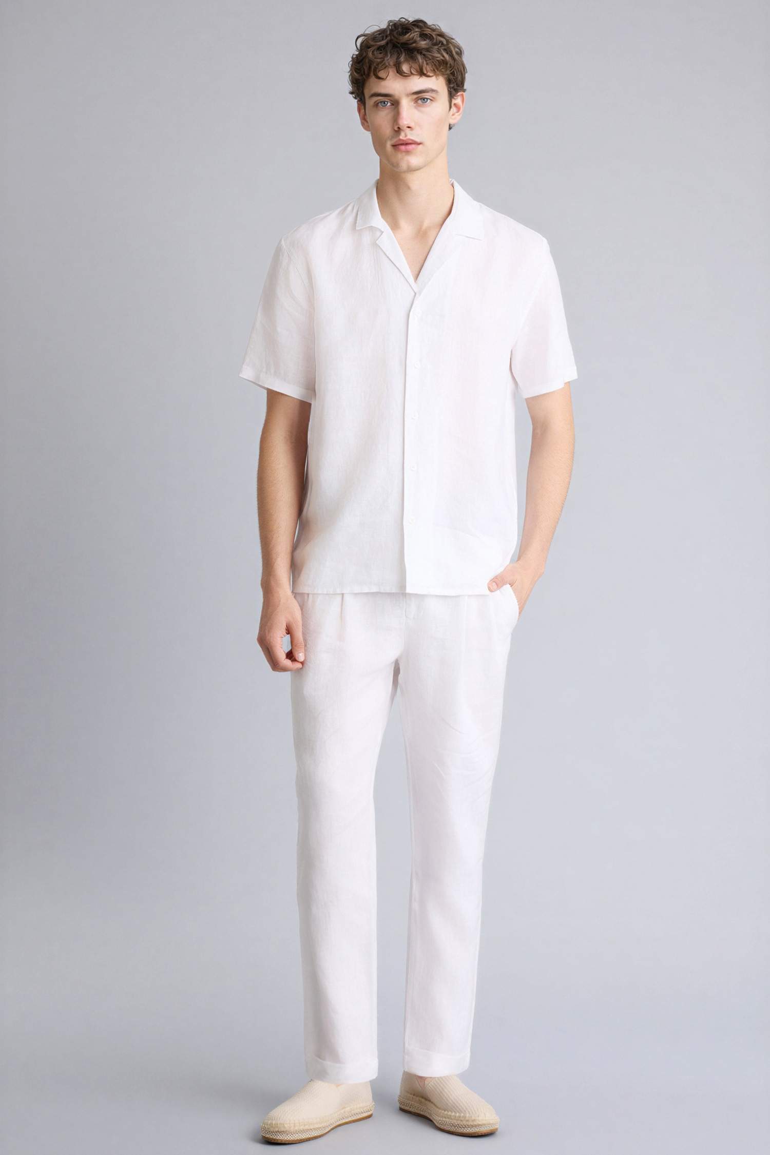 Pantalon 100% lin Coupe droite