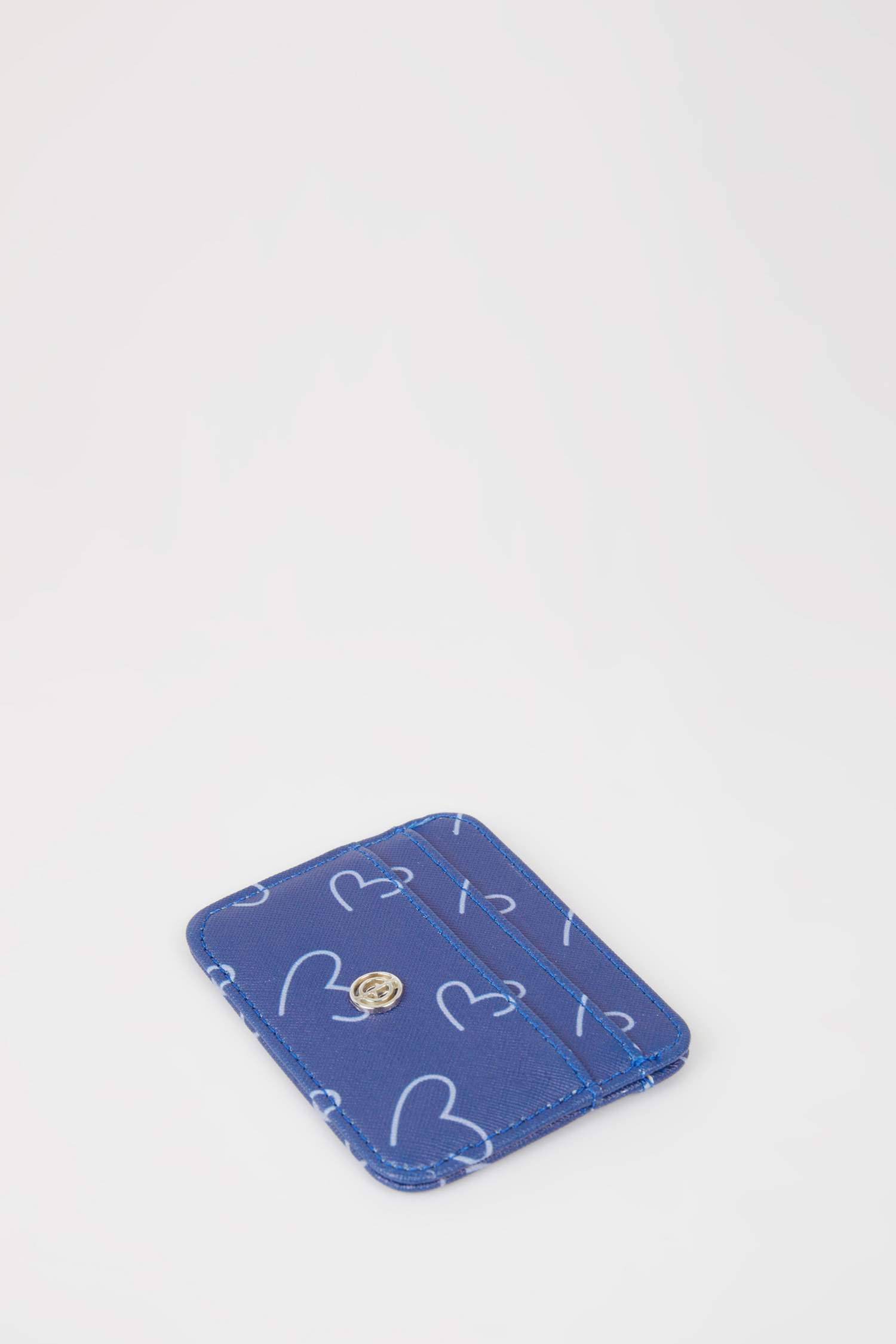 Kadın Kalp Baskılı Suni Deri Kartlık