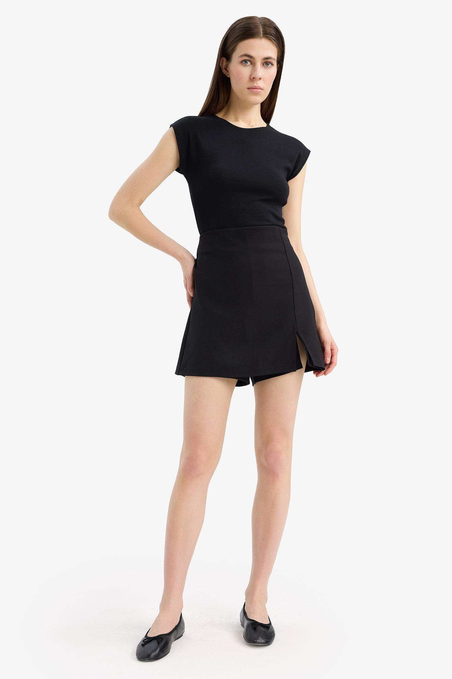 Normal Bel Basic Düz Şort Etek