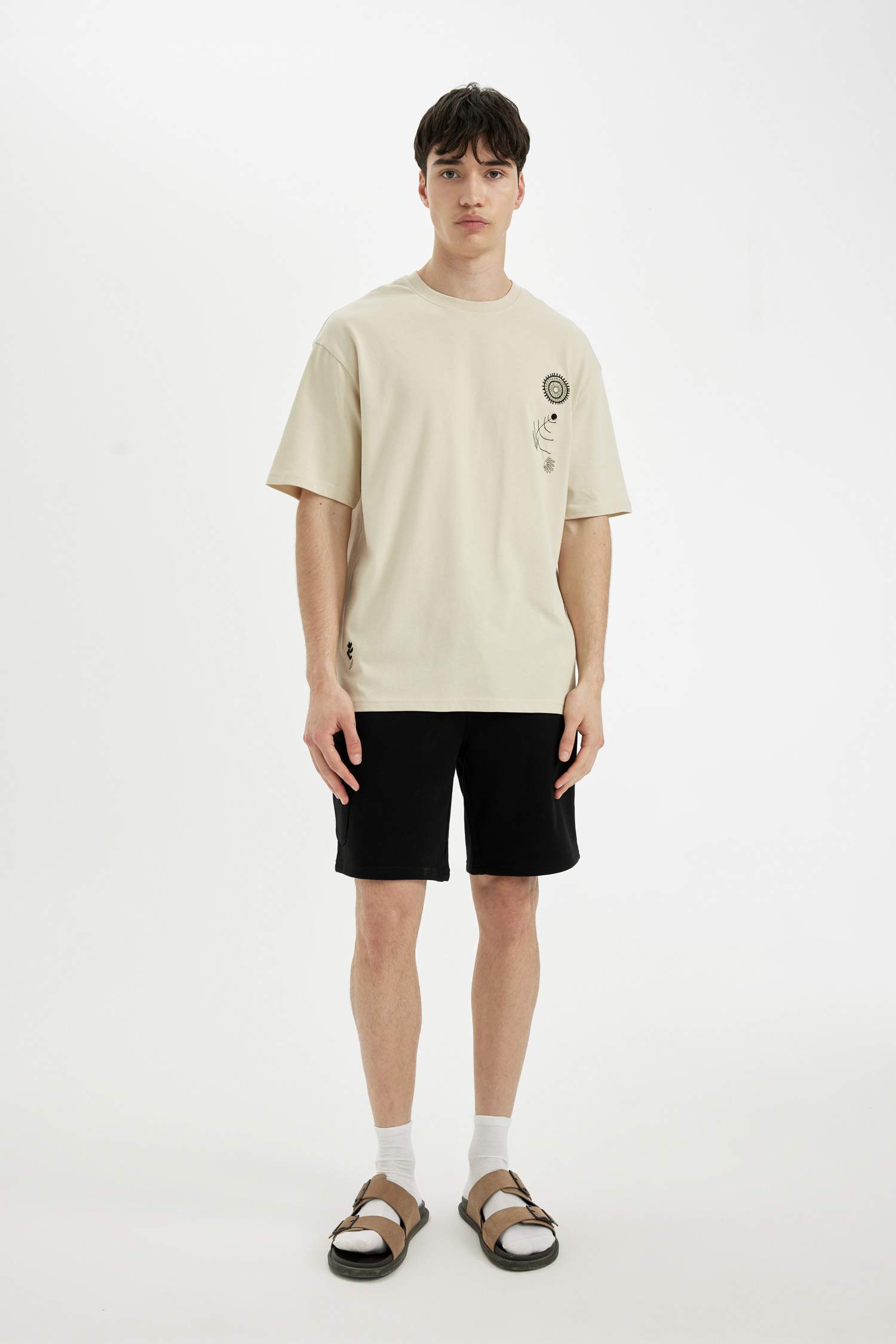 تيشيرت نص ردن قصة مريحة بياخة مستديرة