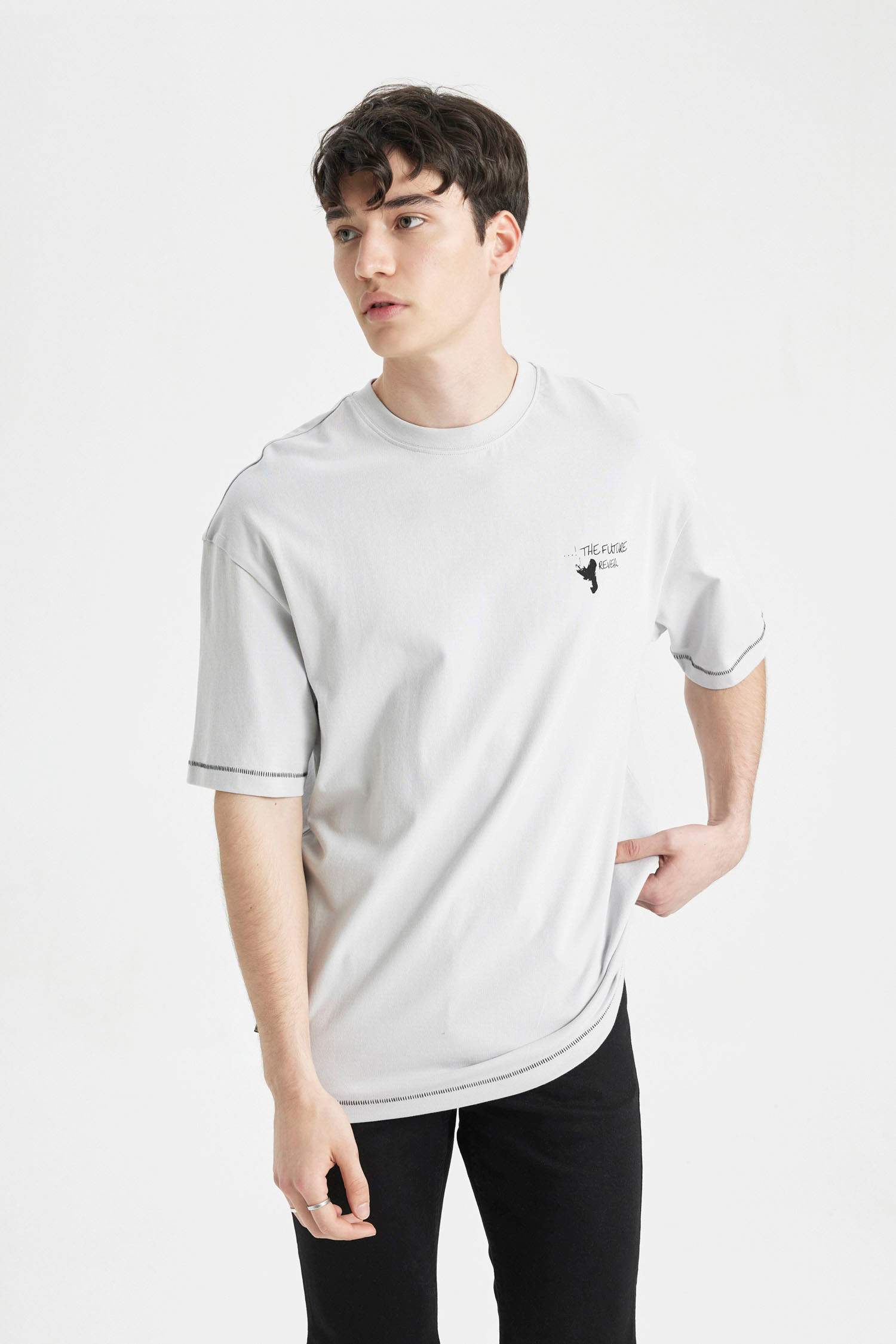 Comfort Fit Crew Neck Back Printed T-Shirt
