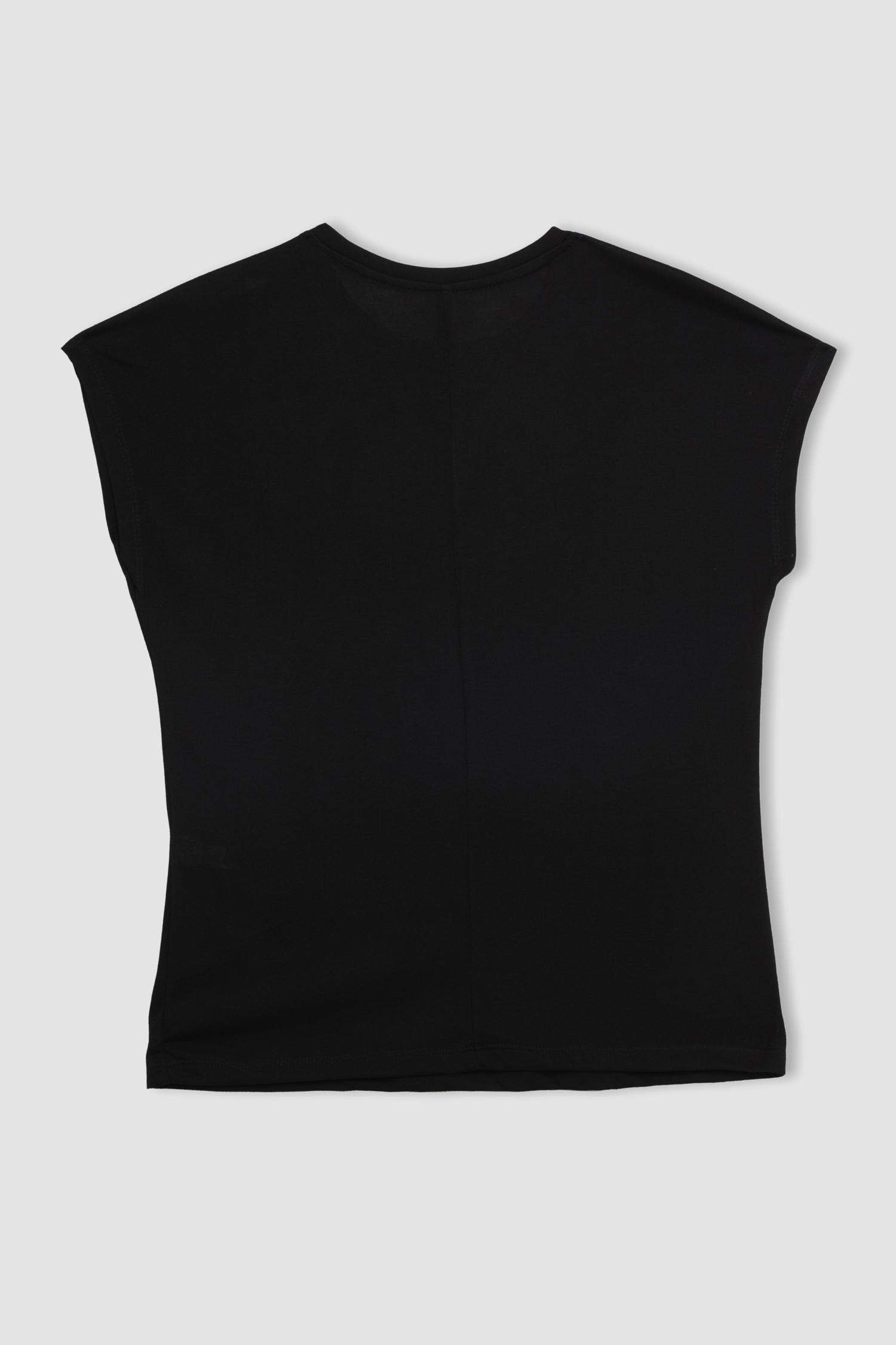 T-Shirt Brodé À Manches Courtes et Col Rond