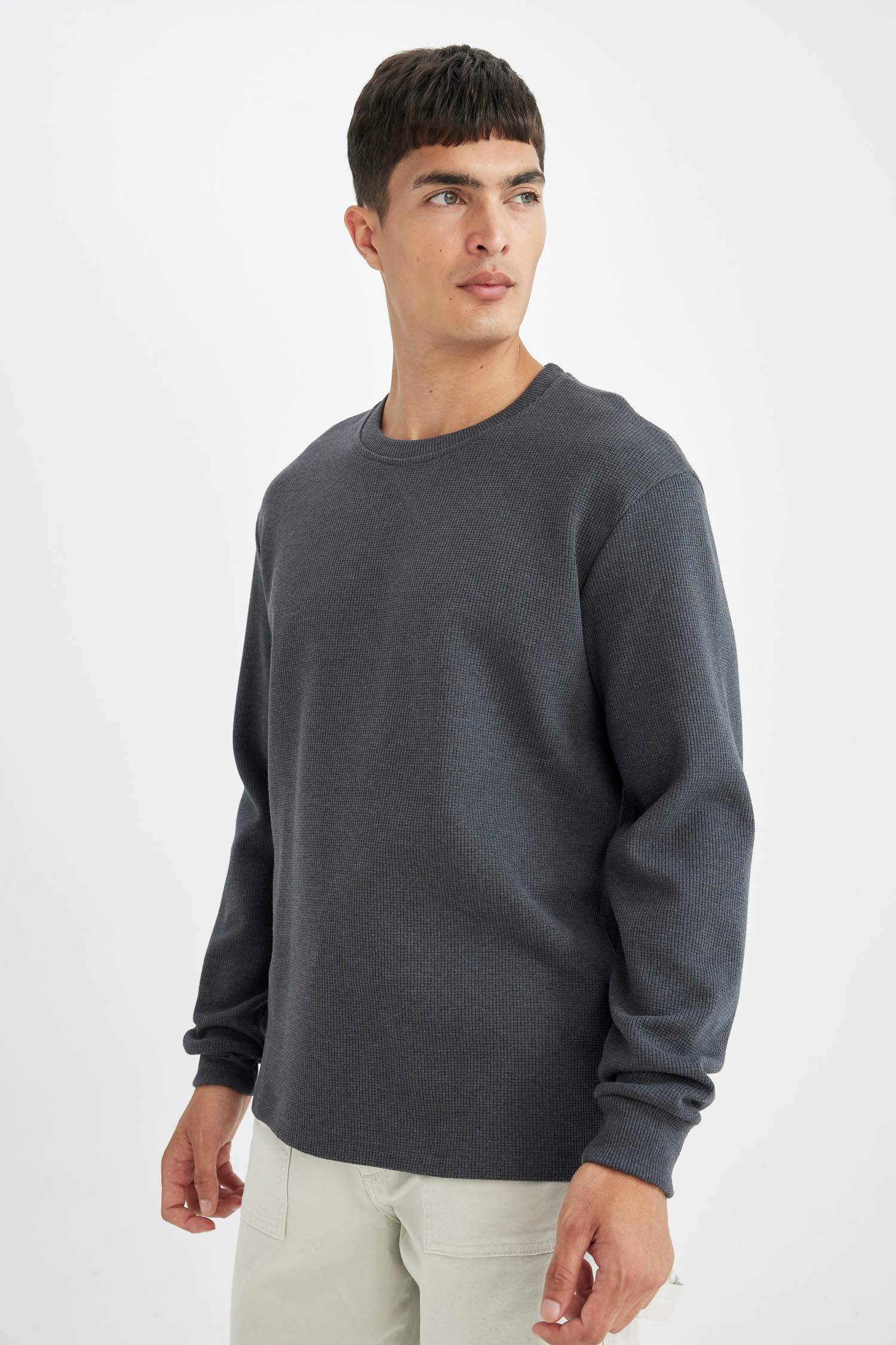 تيشيرت ردن طويل قصة عادية وافل بياخة مستديرة