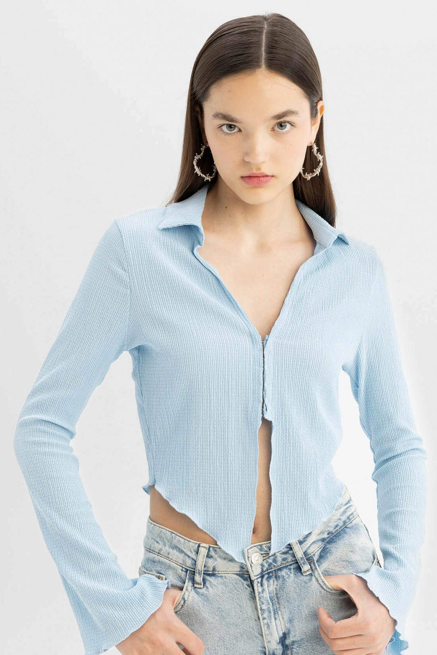 Coool Fitted Bürümcük Uzun Kollu Gömlek