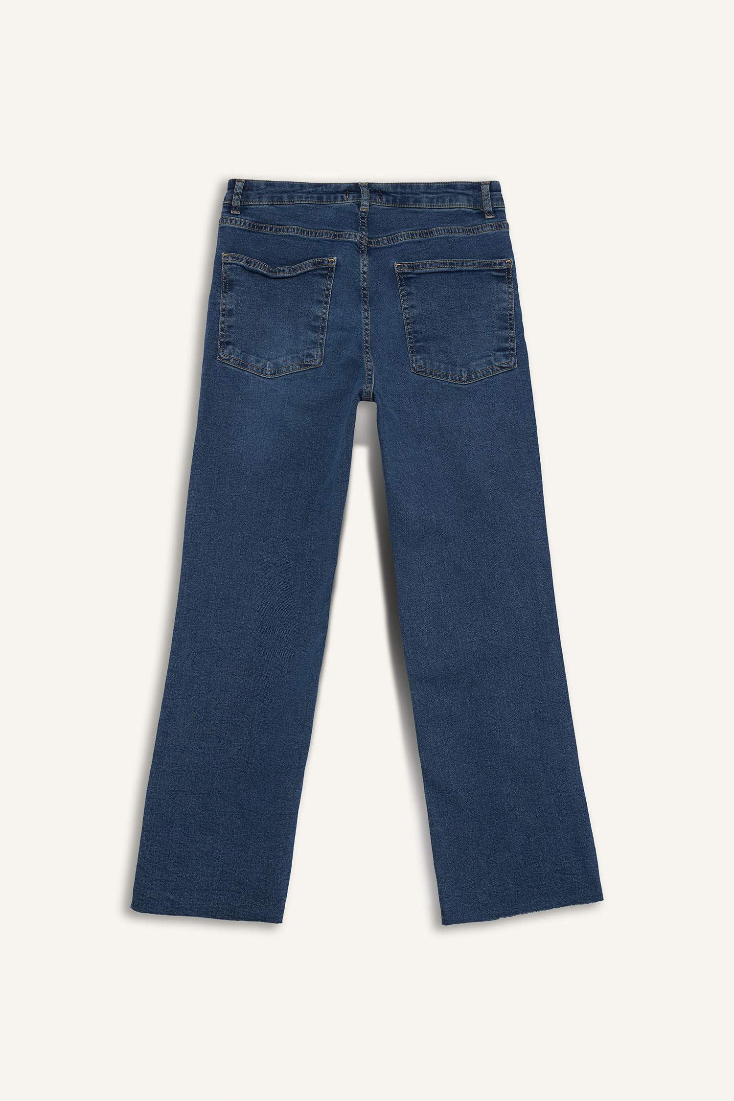 Pantalon Jean à Taille Normale à Jambe Évasée et longueur cheville