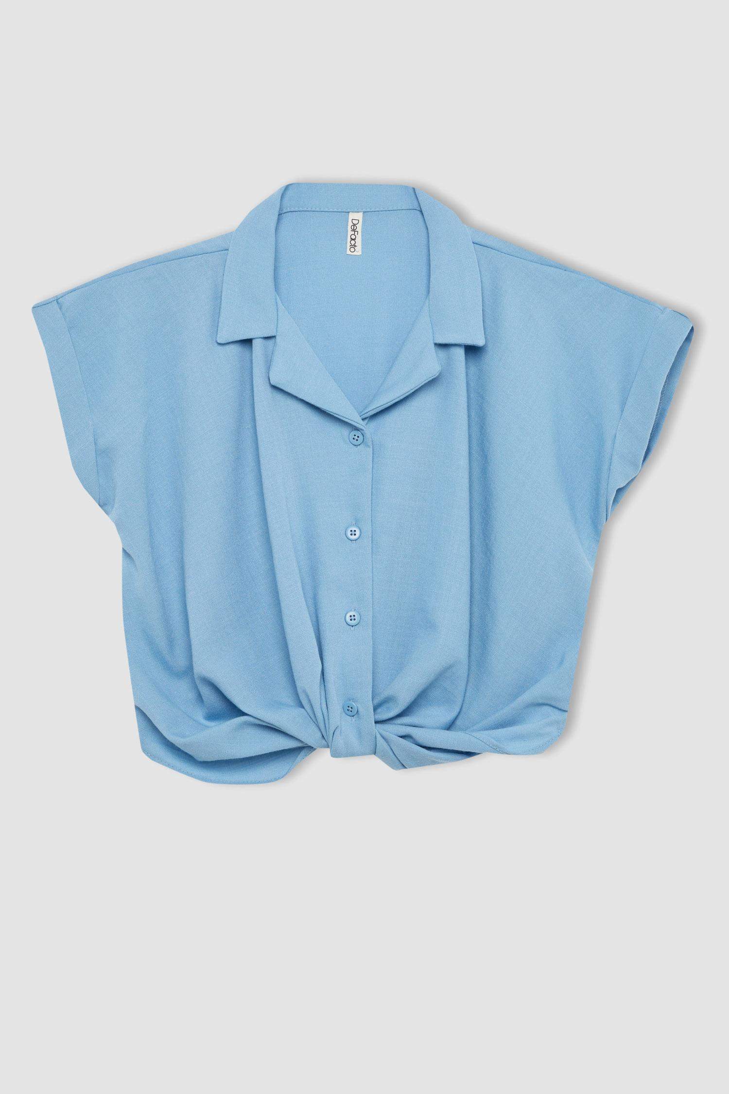 قميص كروب بناتي أزرق قطن