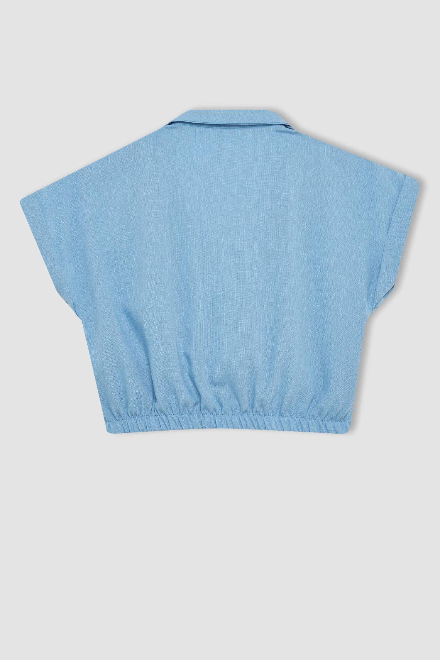 قميص كروب بناتي أزرق قطن