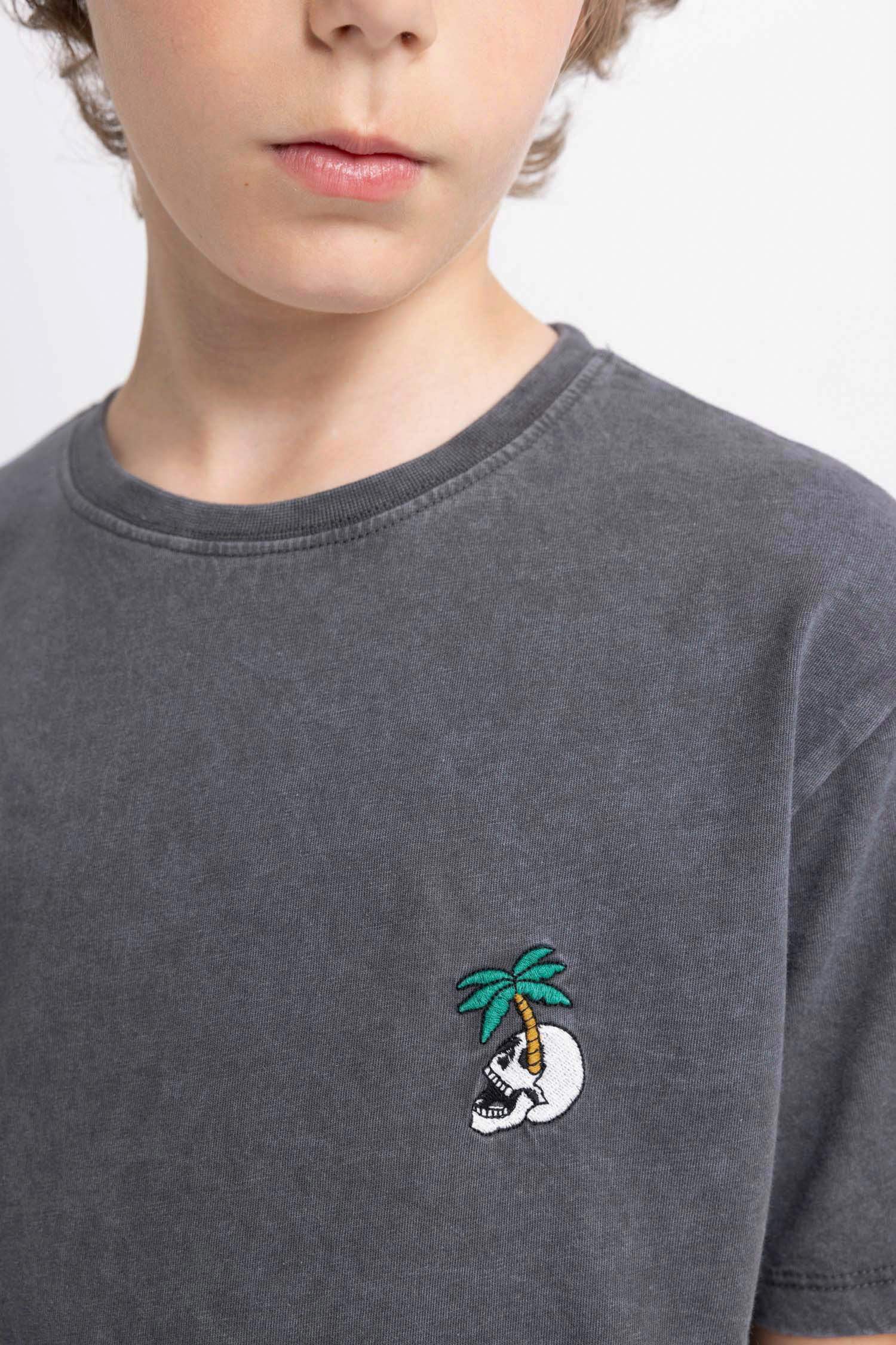 Boy Crew Neck Washed Faded Effect T-Shirt