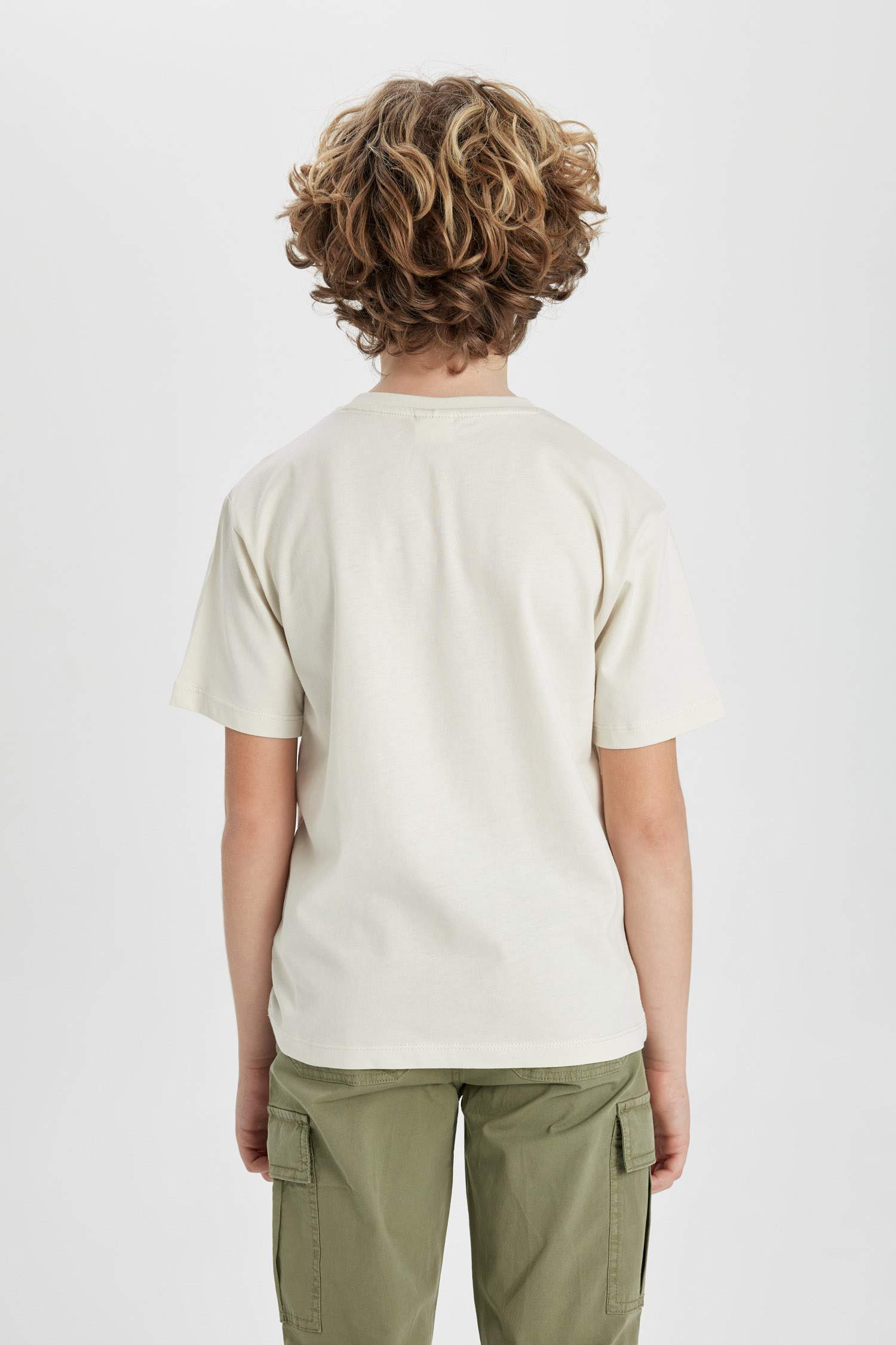 Bisiklet Yaka Baskılı Kısa Kollu Tişört Erkek Çocuk