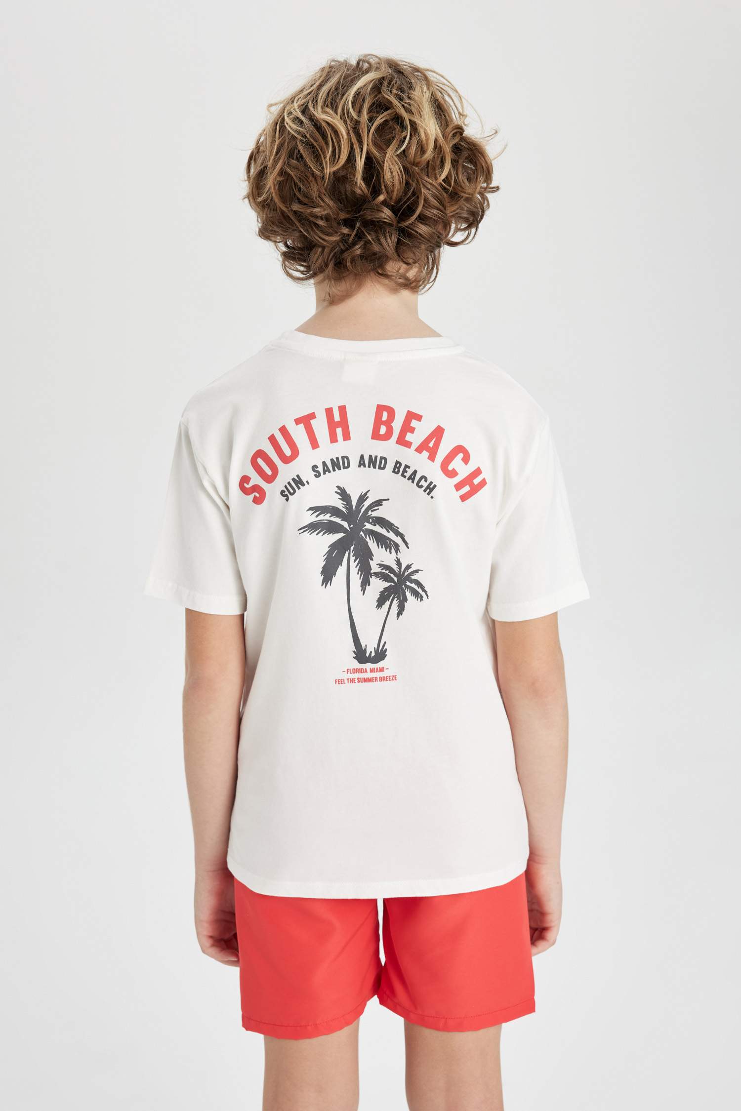 Erkek Çocuk Bisiklet Yaka Sırt Baskılı Kısa Kollu Tişört