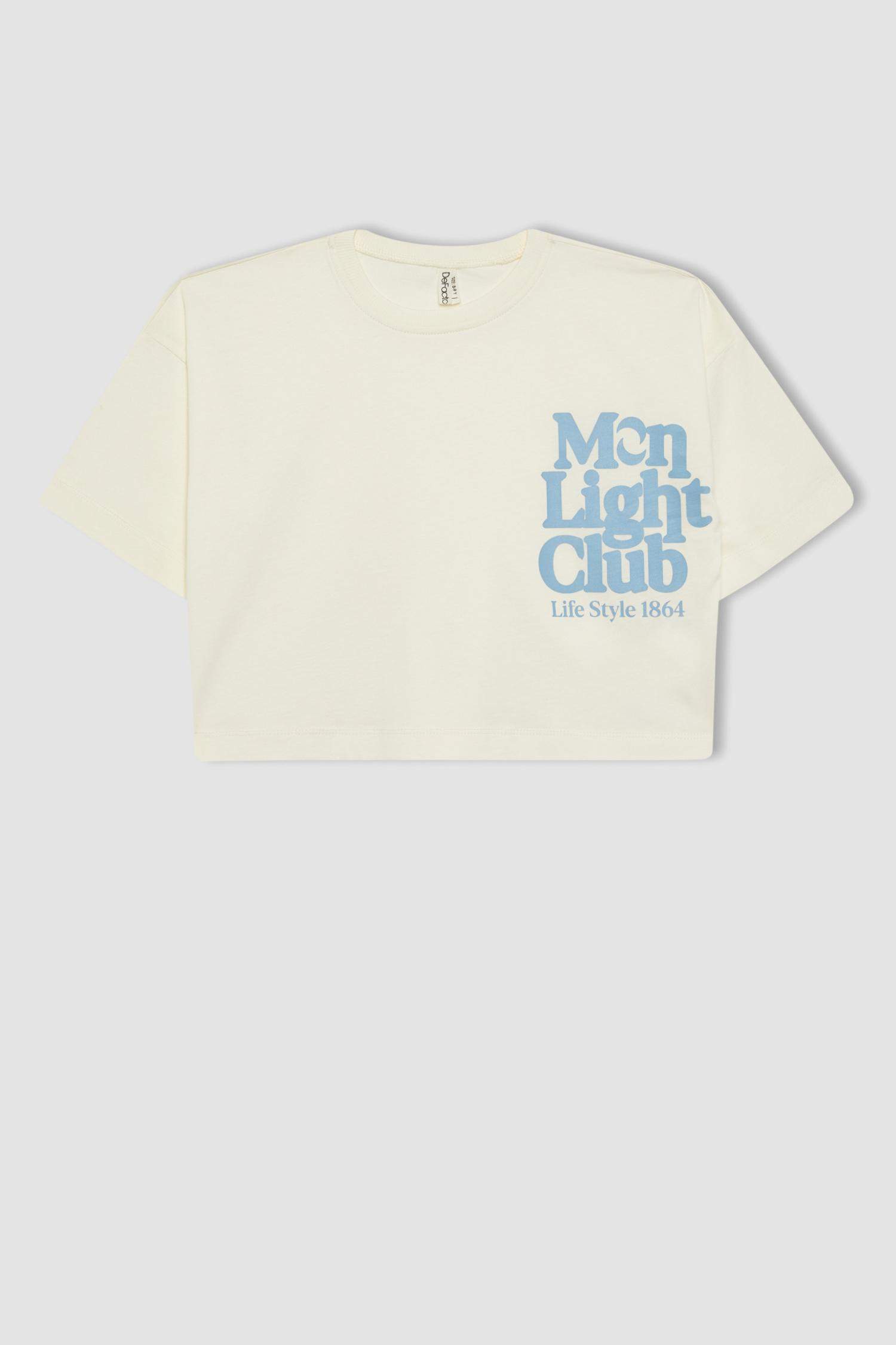 Girl Crew Neck Printed Crop Short Sleeve T-Shirt