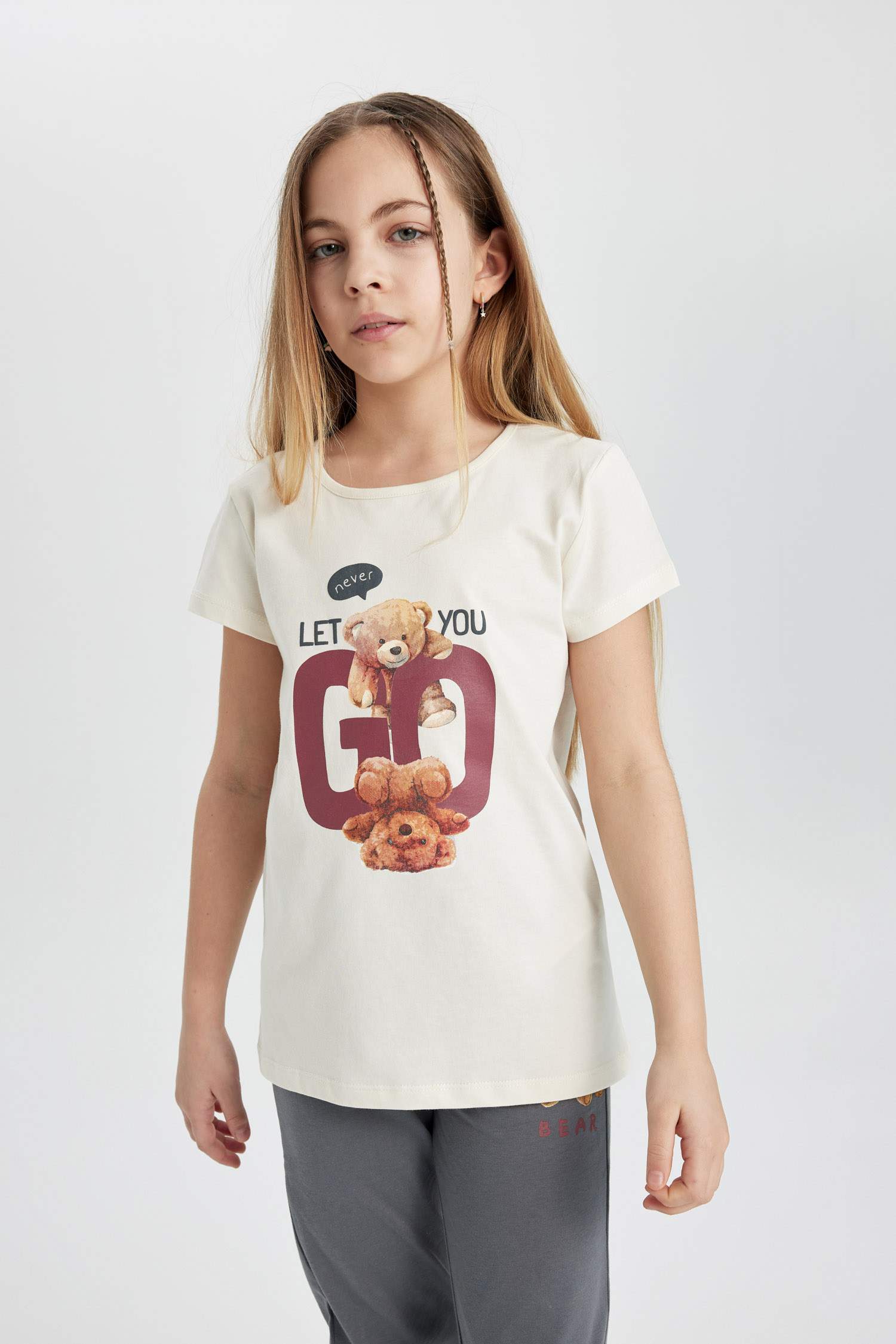 Girl Printed Short Sleeve 2 Piece Pajama Set