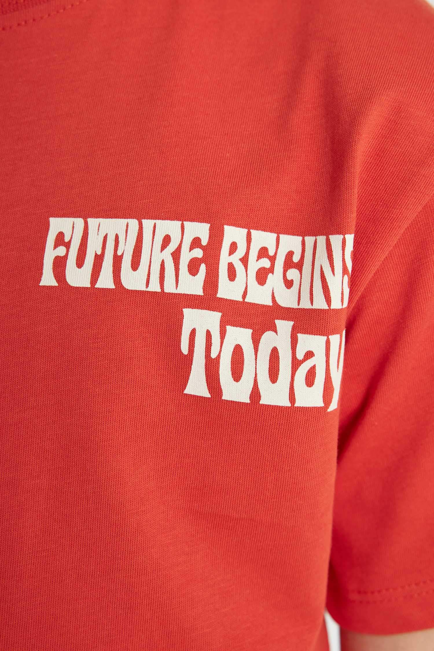 Erkek Çocuk Bisiklet Yaka Baskılı Kısa Kollu Tişört