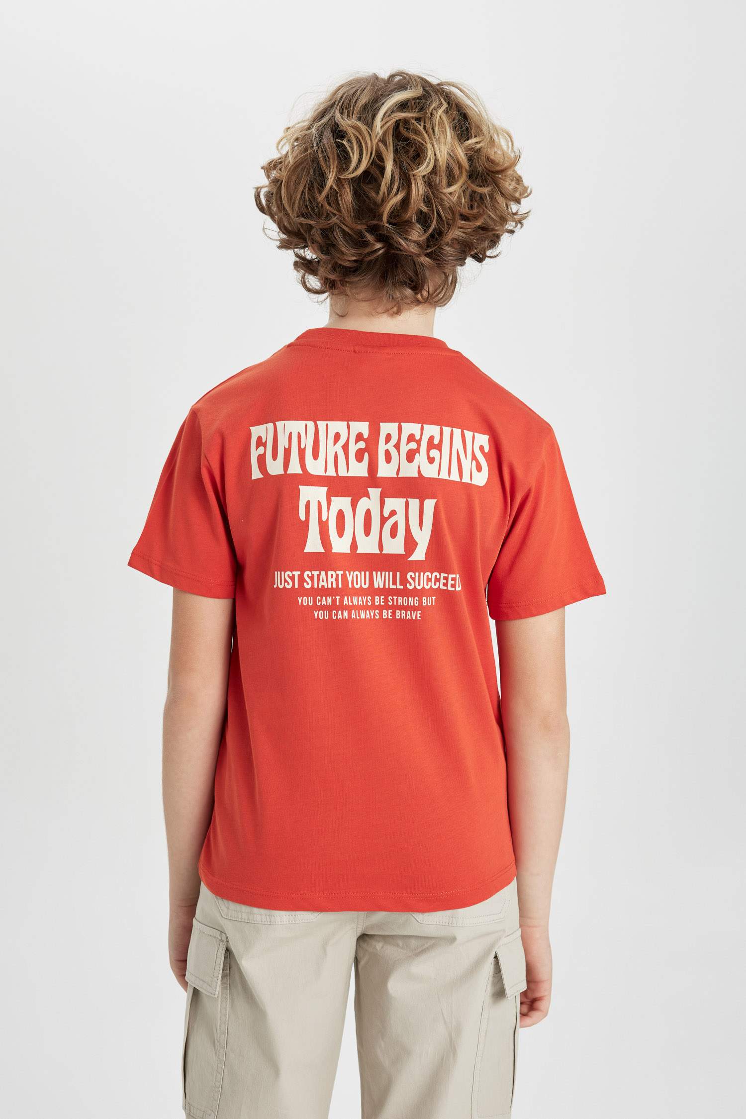 Erkek Çocuk Bisiklet Yaka Baskılı Kısa Kollu Tişört