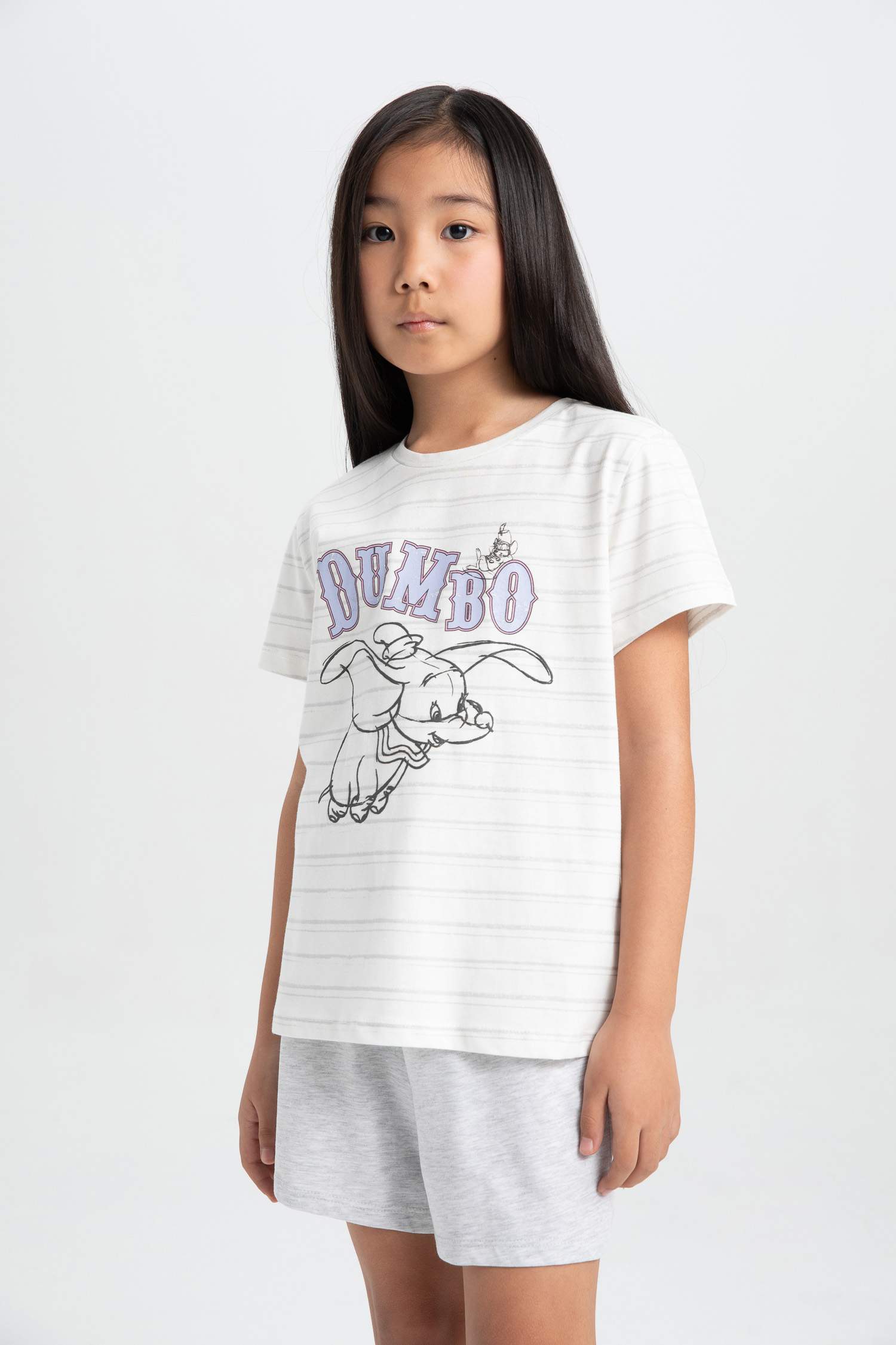 Kız Çocuk Disney Dumbo Pijama Takımı Kısa Kollu Üst Şort