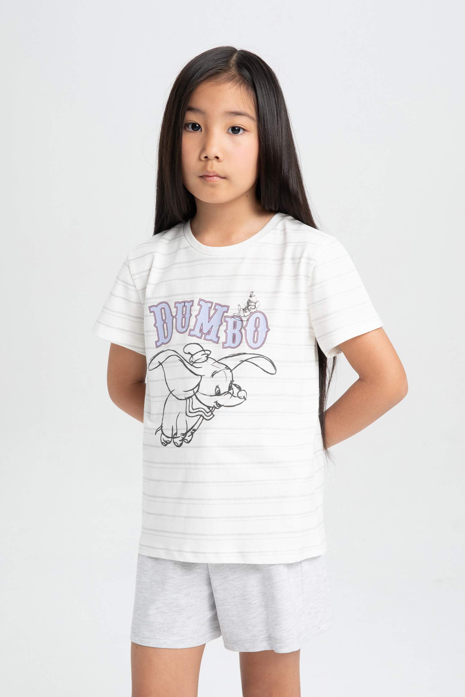 Kız Çocuk Disney Dumbo Pijama Takımı Kısa Kollu Üst Şort