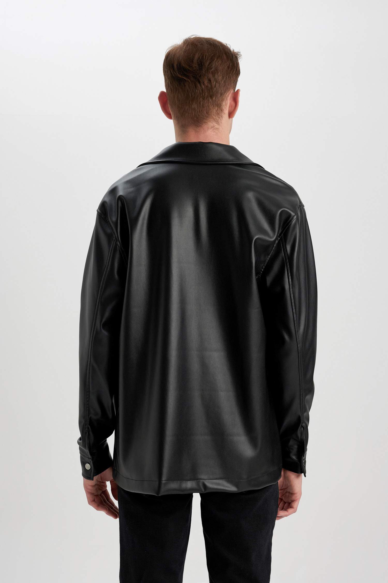 Relax Fit Leather Long Sleeve Shirt