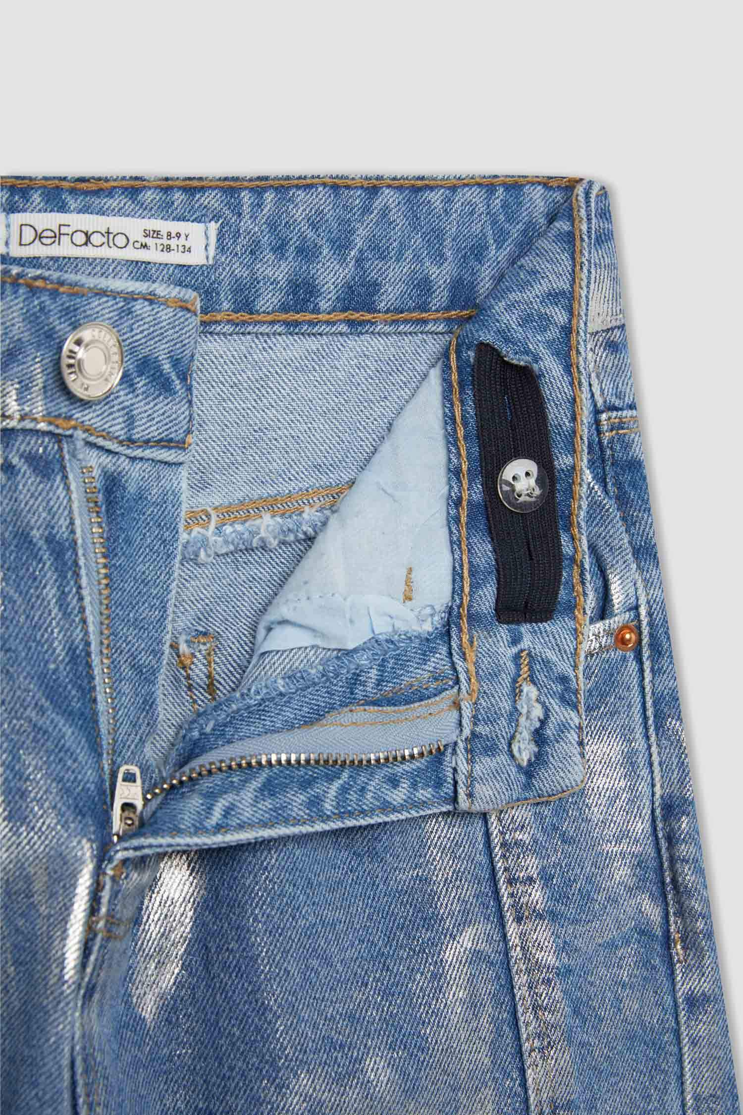 بنطلون بناتي وايد ليج برجل واسع بجيب