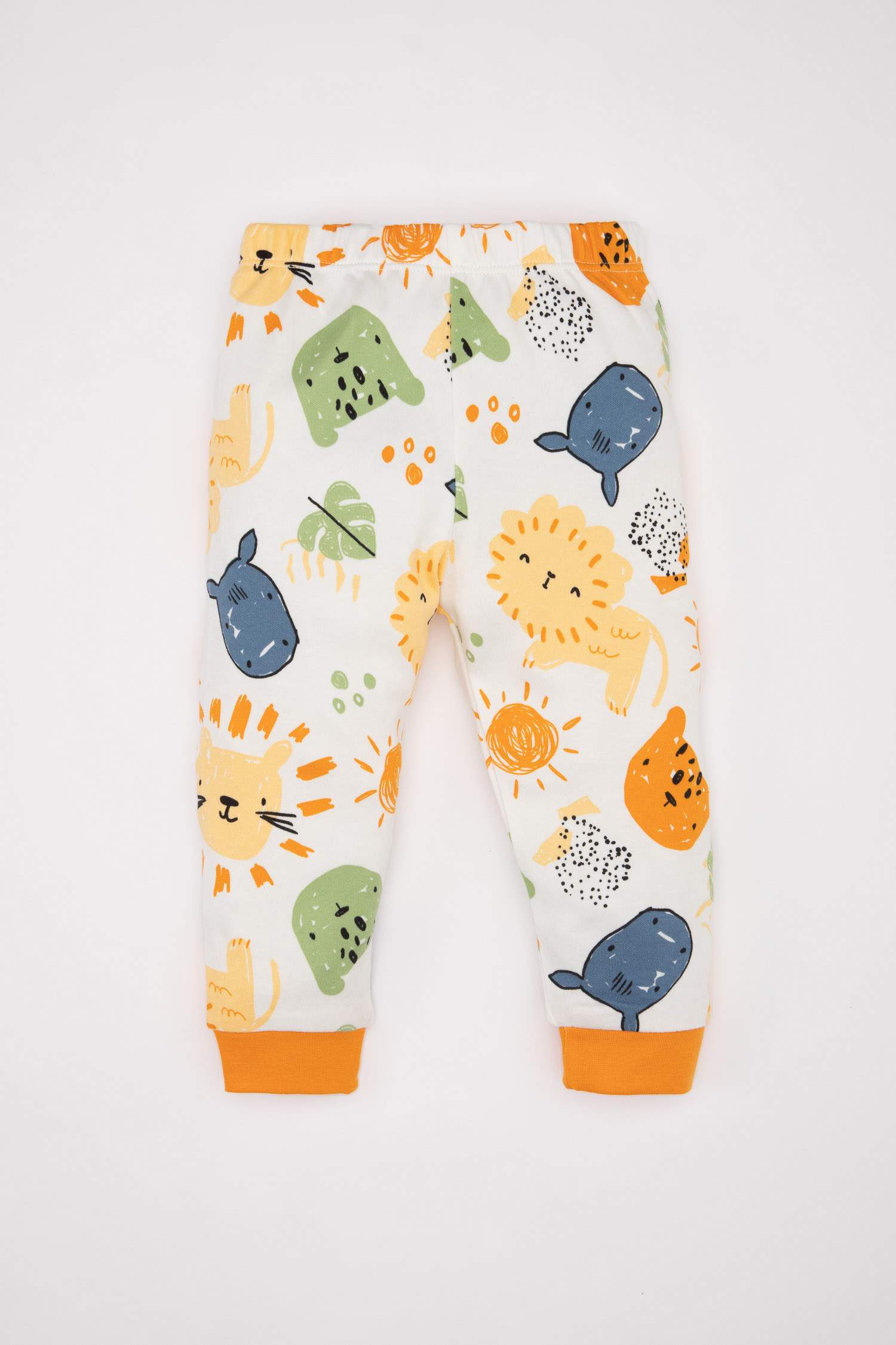 Erkek Bebek Pijama Takımı Safari Desenli Penye Kısa Kollu Üst Uzun Alt