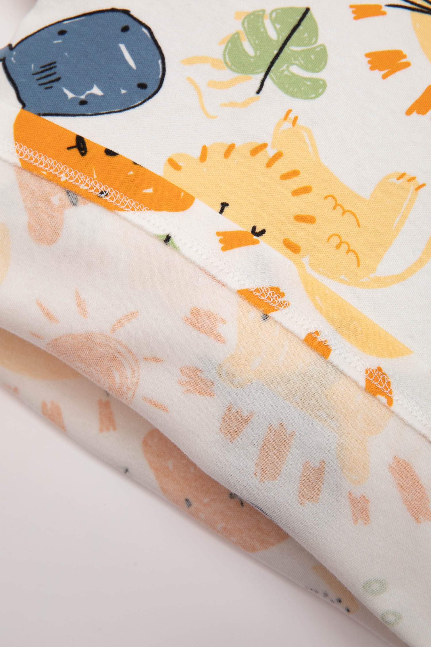 Erkek Bebek Pijama Takımı Safari Desenli Penye Kısa Kollu Üst Uzun Alt