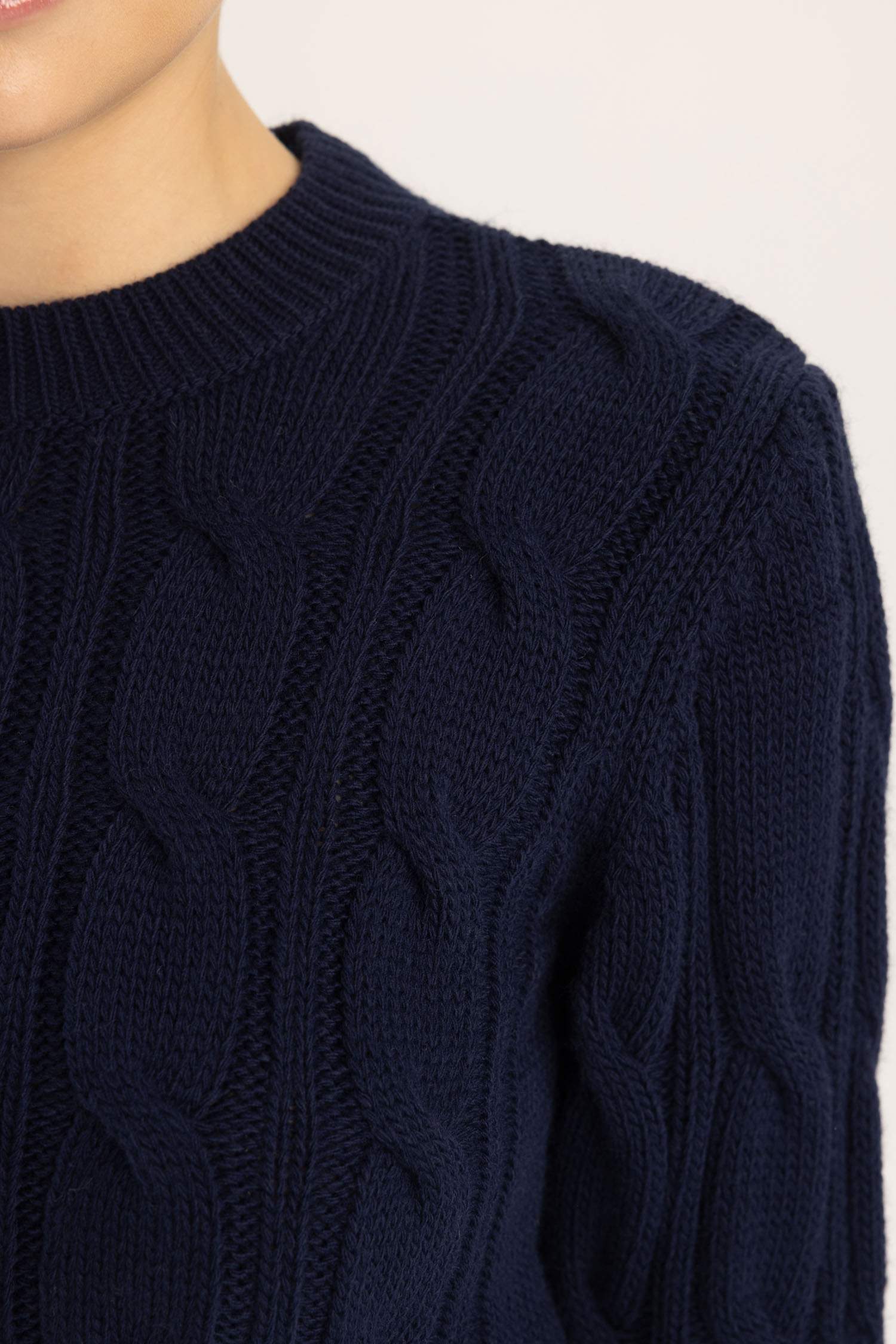 Crew Neck Knitted Crop Pullover