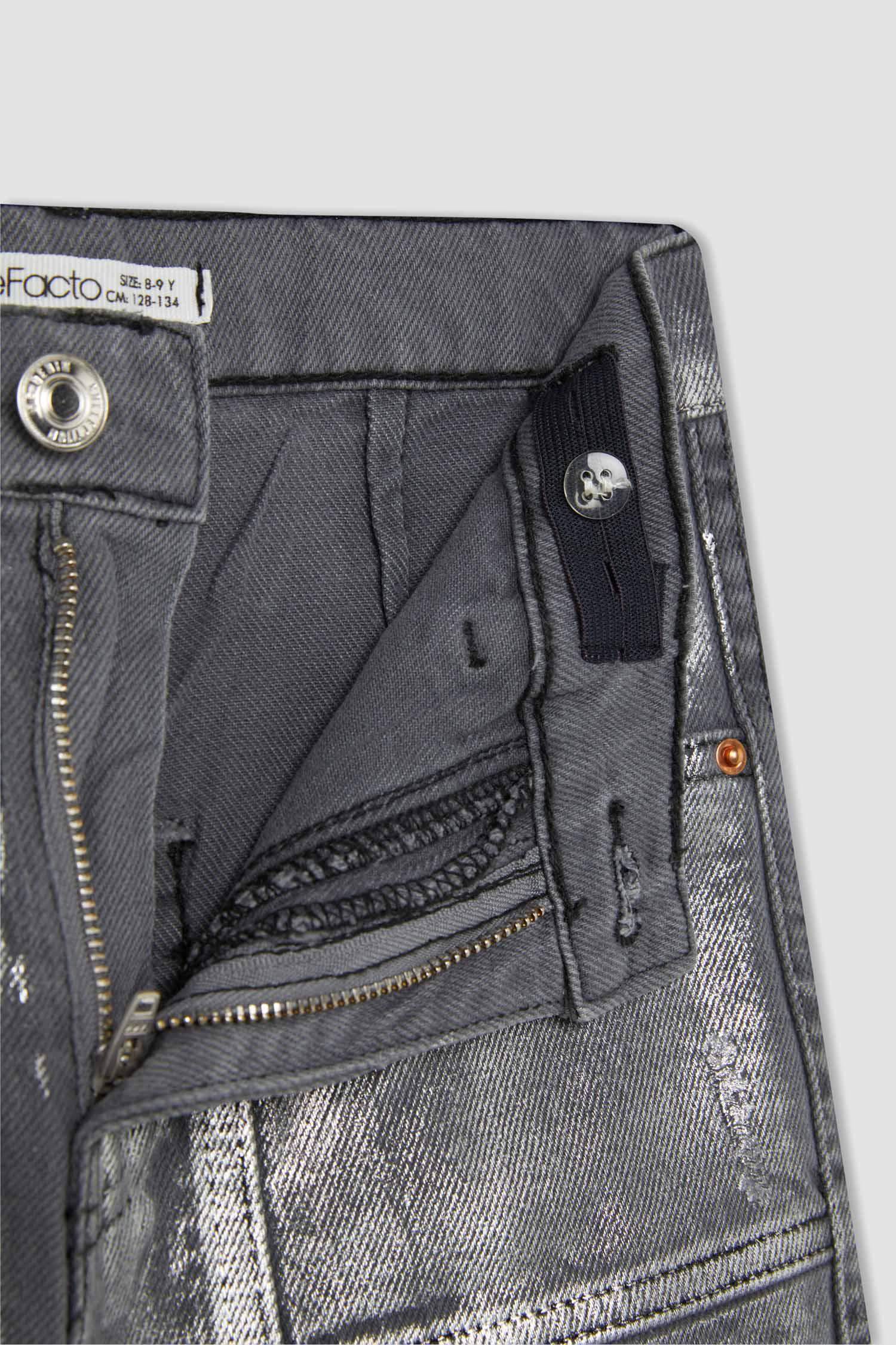 Kız Çocuk Wide Leg Geniş Bol Paça Parlak Jean Pantolon