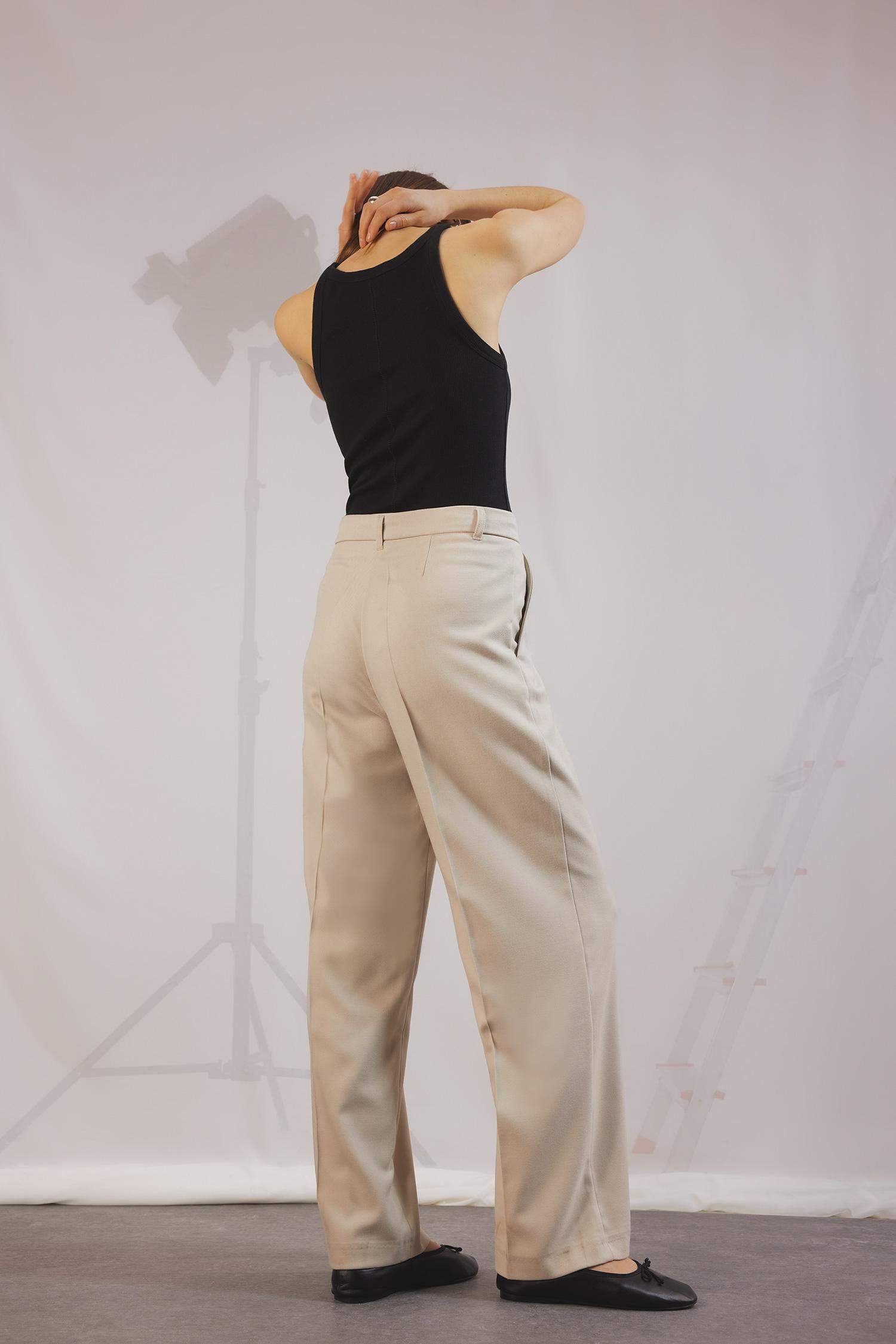 Wide Leg Pensli Klasik Palazzo Pantolon Geniş Bol Paça Basic Düz Uzun Boy Yüksek Bel Cepli