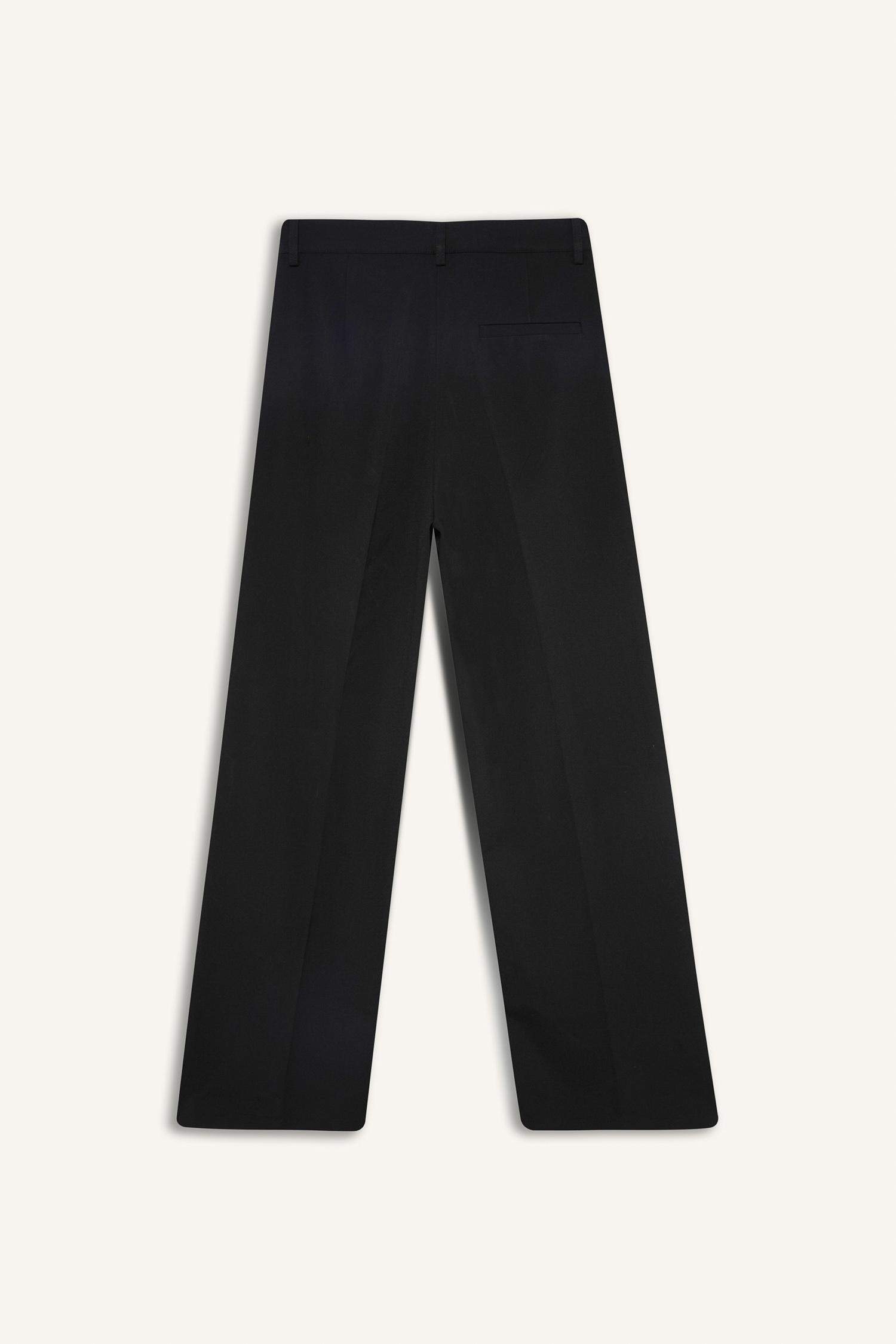 سروال كلاسيكي اسود سامبل واسع برجل واسع وخصر عالي