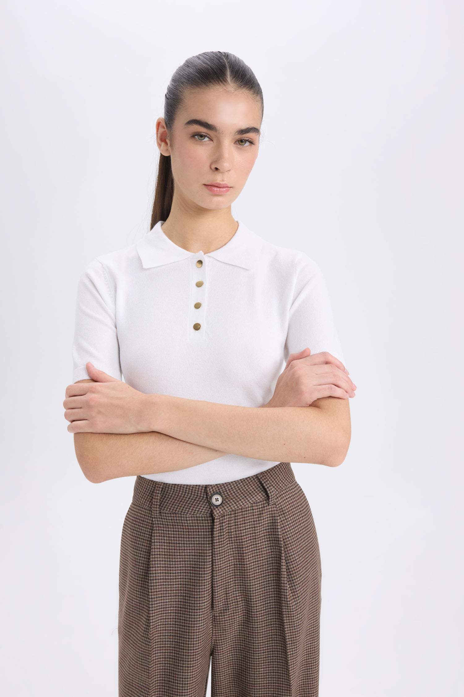 Fitted Футболка-поло с коротким рукавом из трикотажа