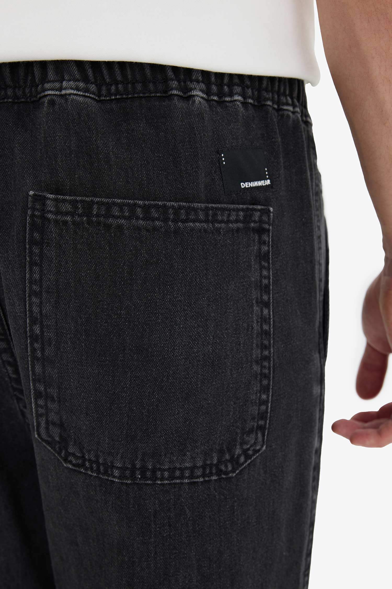 %100 Pamuk Wide Leg Beli Bağcıklı Lastikli Geniş Paça Jean Pantolon