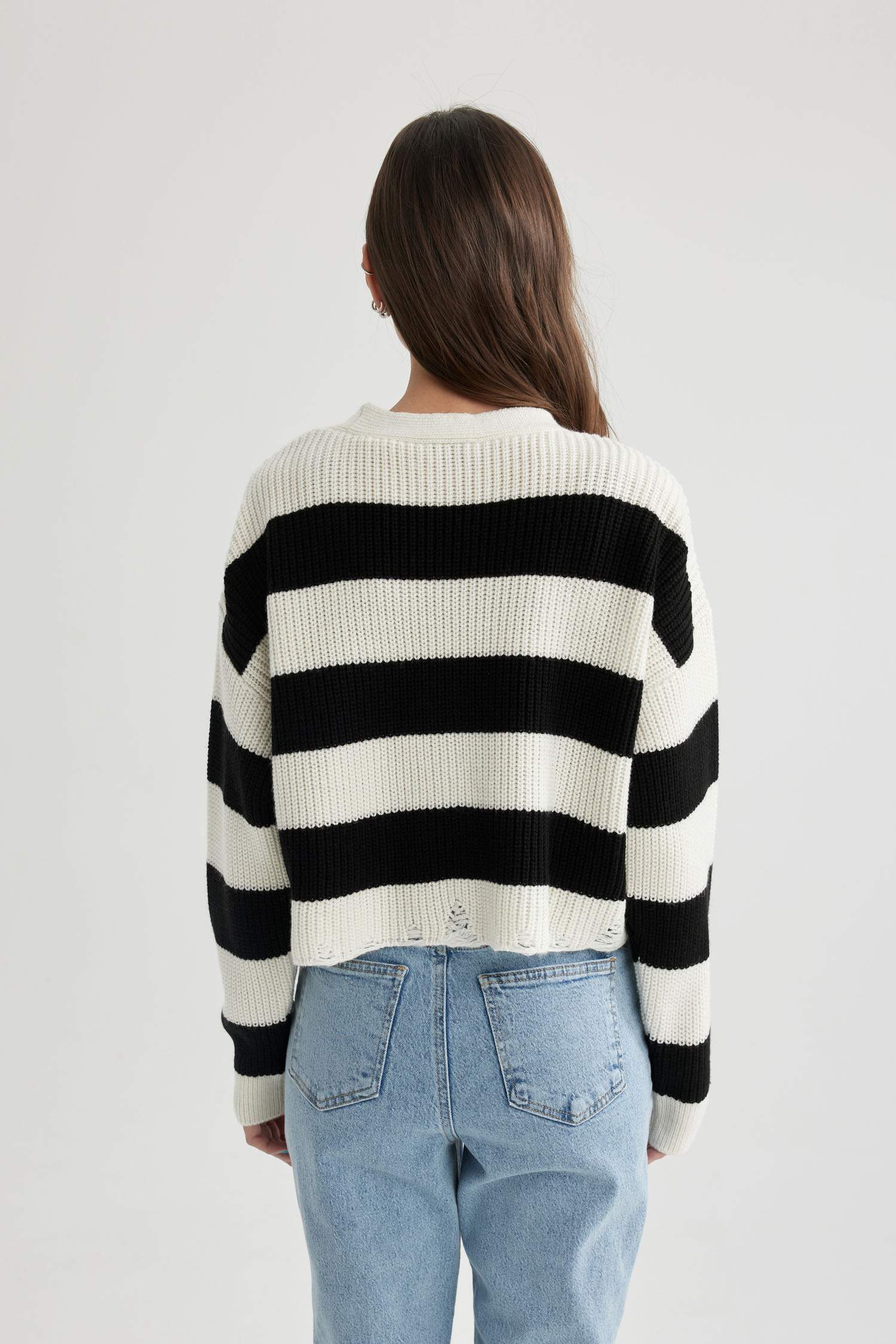 جاكيت صوف قصة مريحة بياخة V