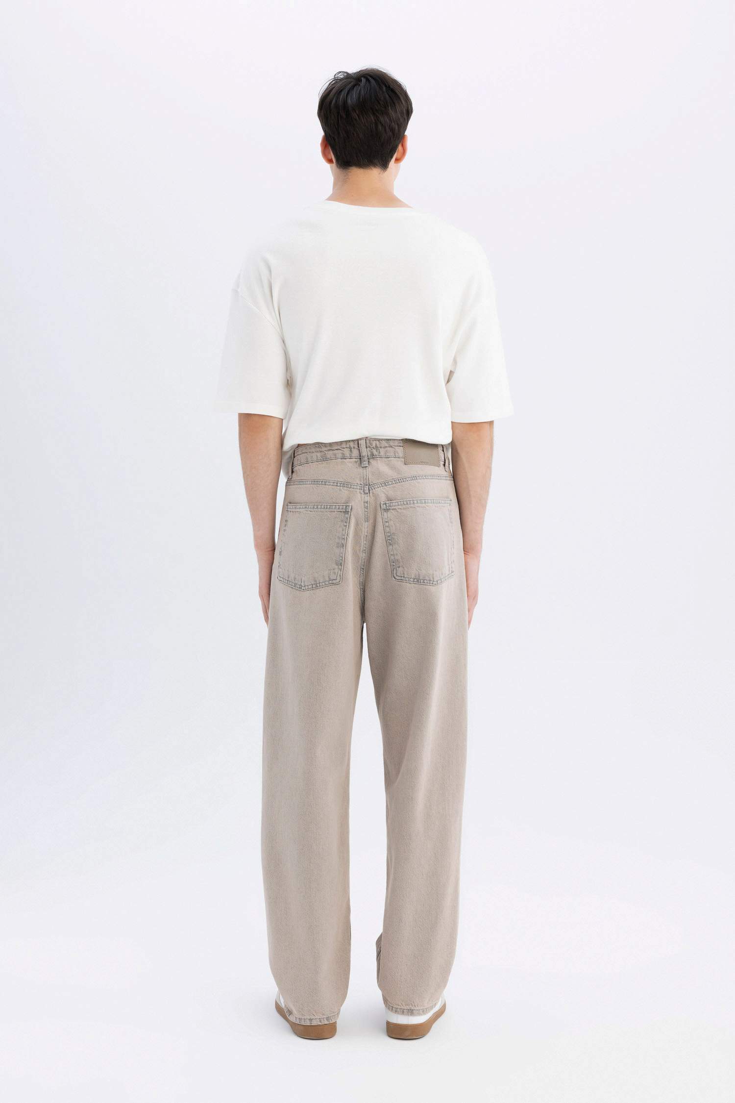 %100 Pamuk Baggy Fit Geniş Kalıp Normal Bel Geniş Paça Jean Pantolon