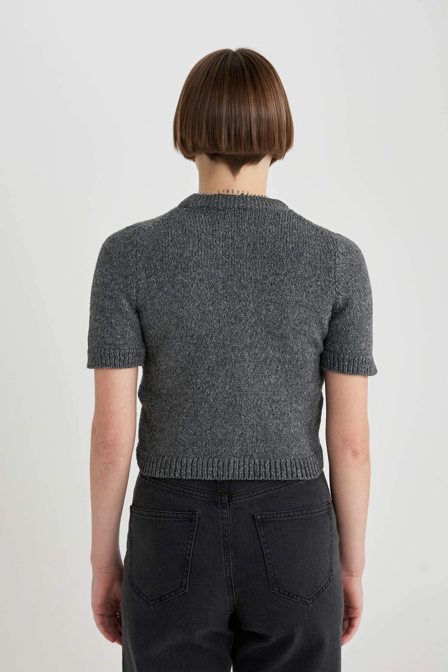 Fitted Crew Neck Short Sleeve Pullover