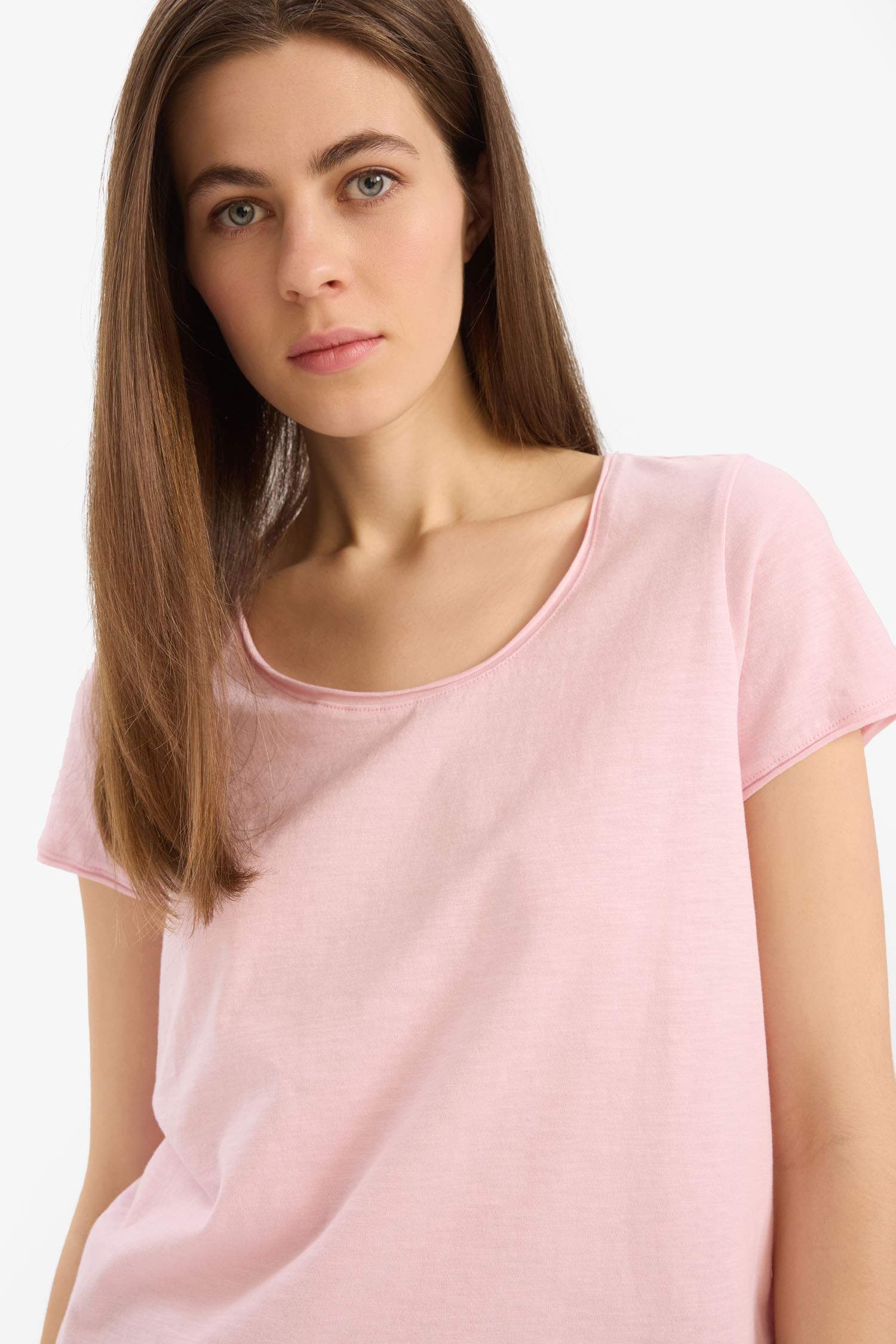 Regular Fit Bisiklet Yaka Basic Düz Kısa Kollu Tişört