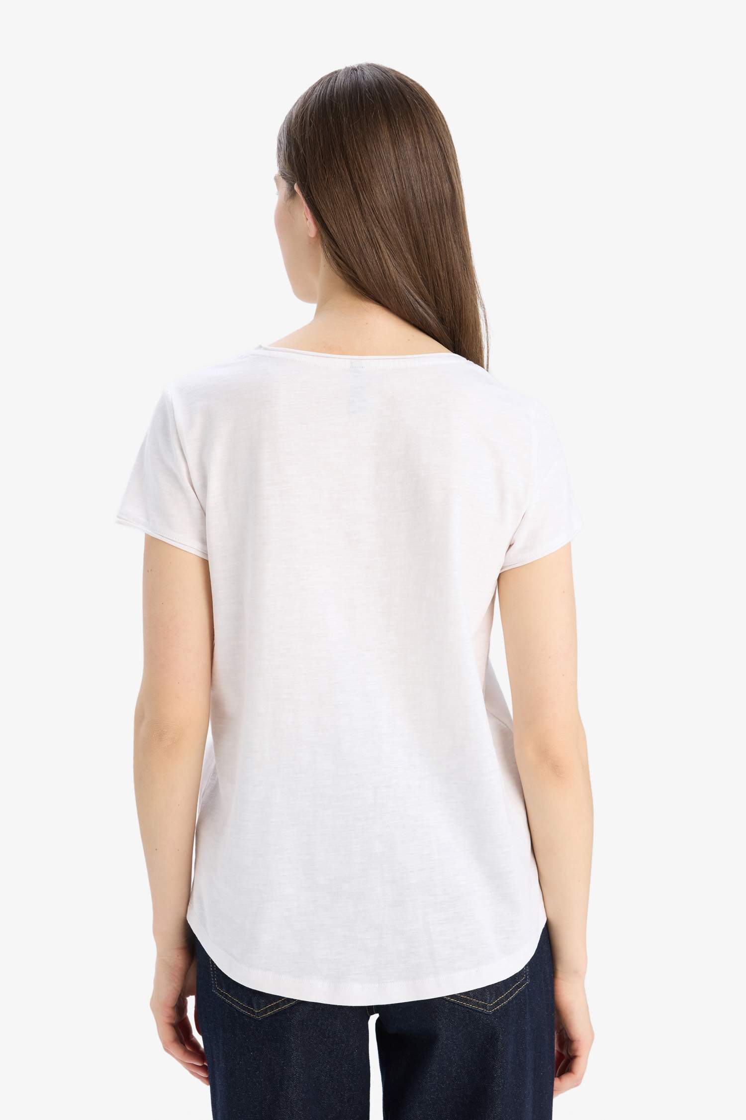 Regular Fit Bisiklet Yaka Basic Düz Kısa Kollu Tişört