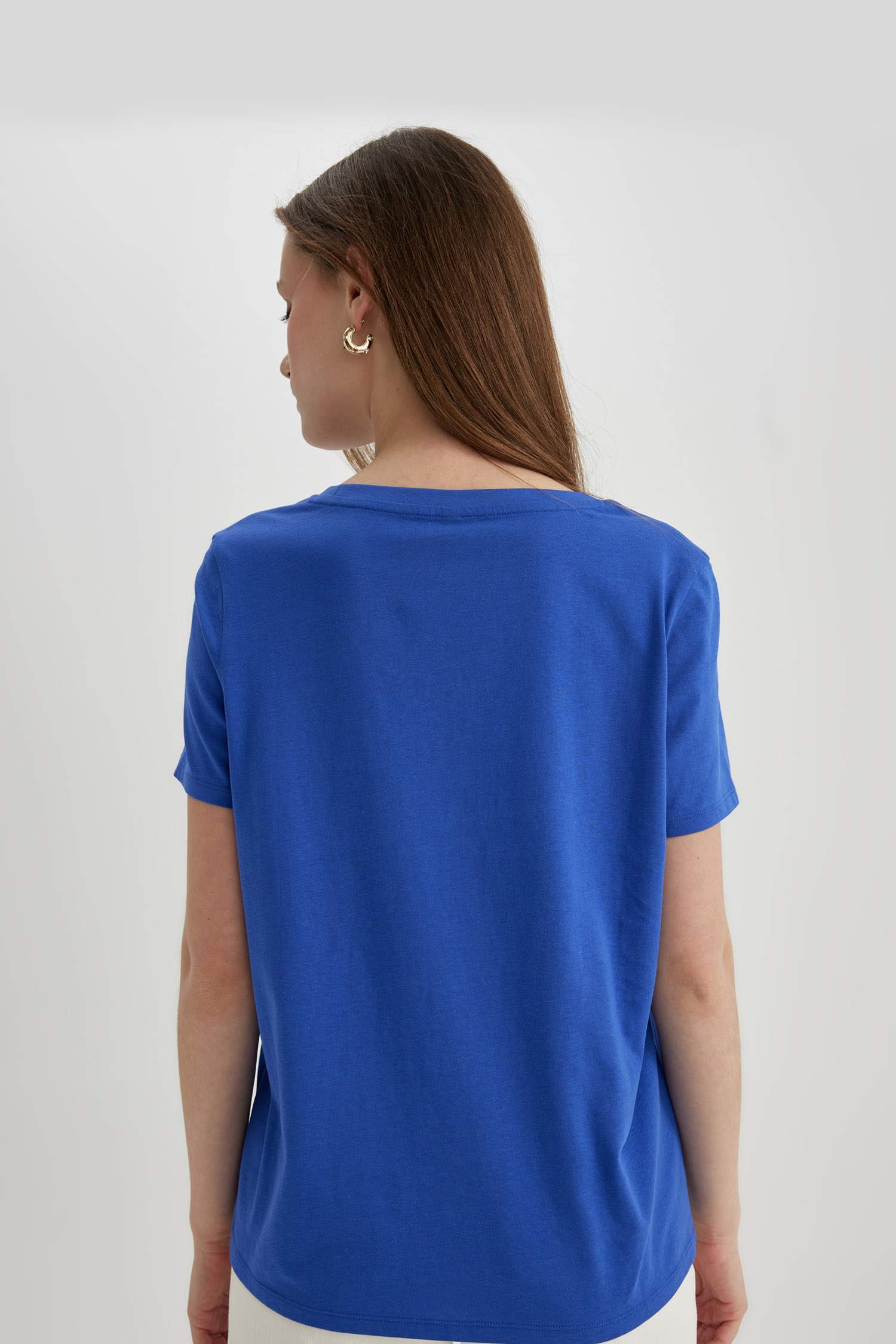 Regular Fit V-Neck Combed Cotton T-Shirt