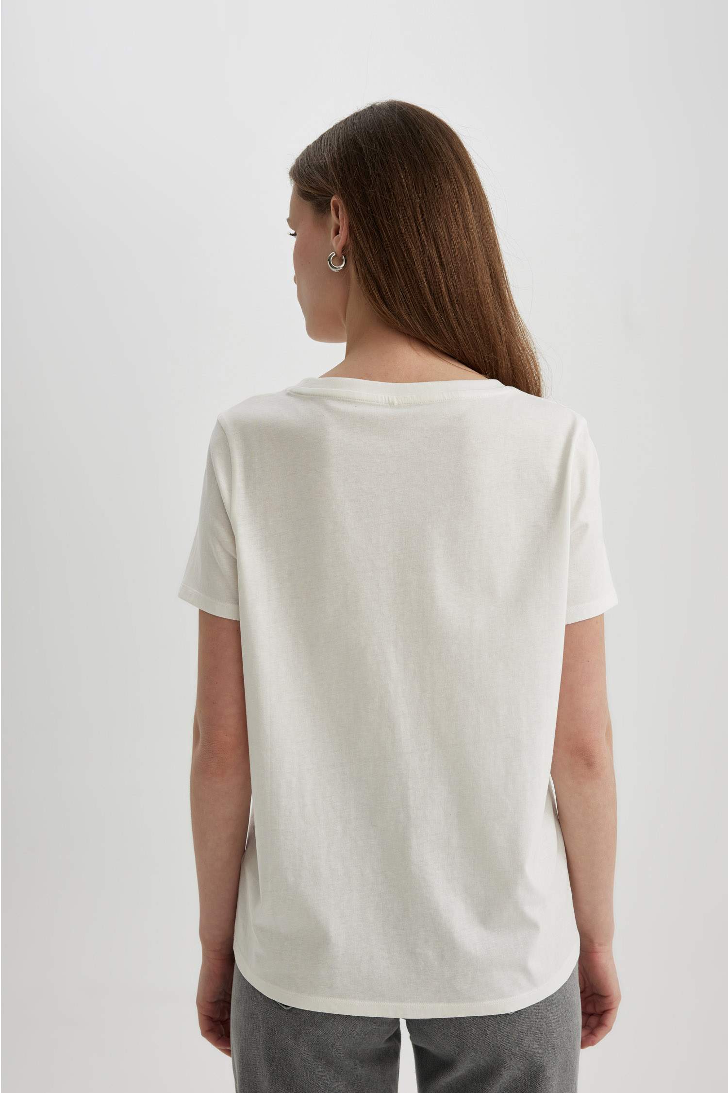 Regular Fit V Neck Cotton Short Sleeve T-Shirt